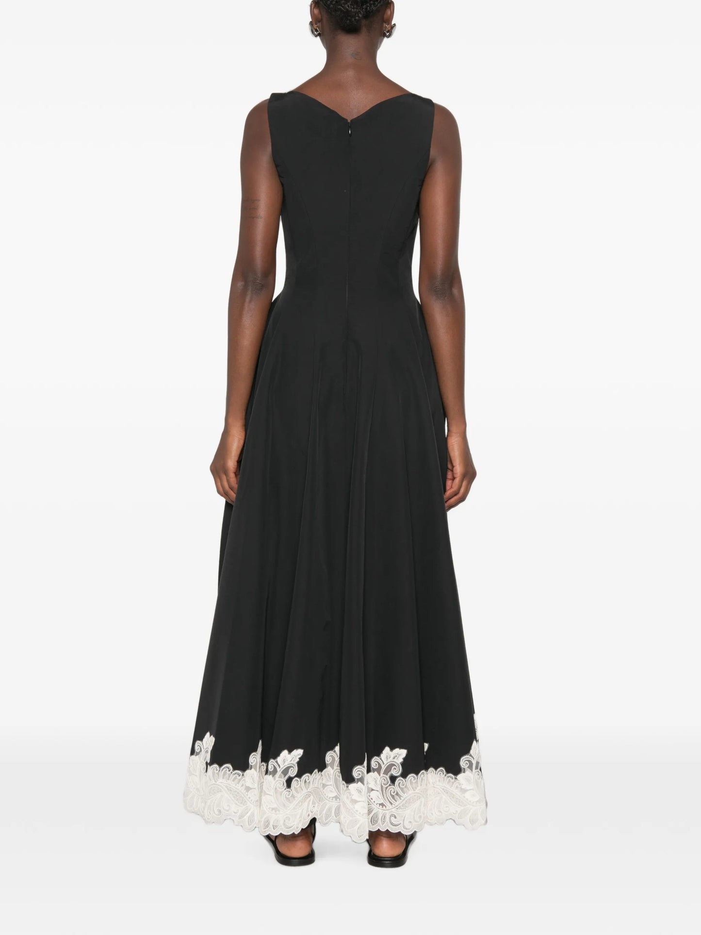 Mira lace-trim midi dress