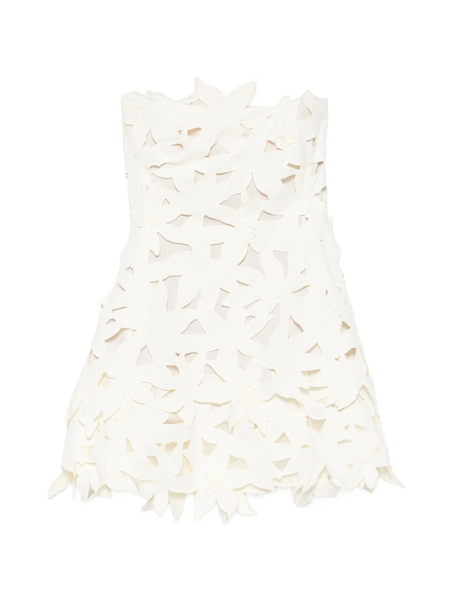 floral-appliqué mini dress