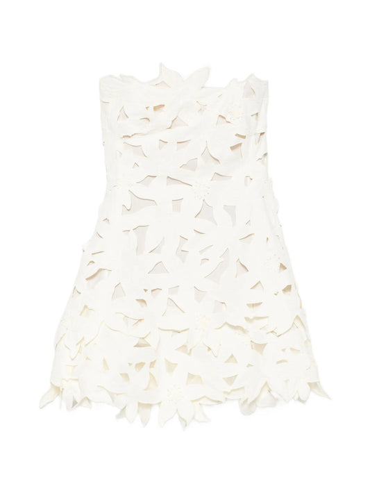 Miri embroidered cotton Bustier mini dress