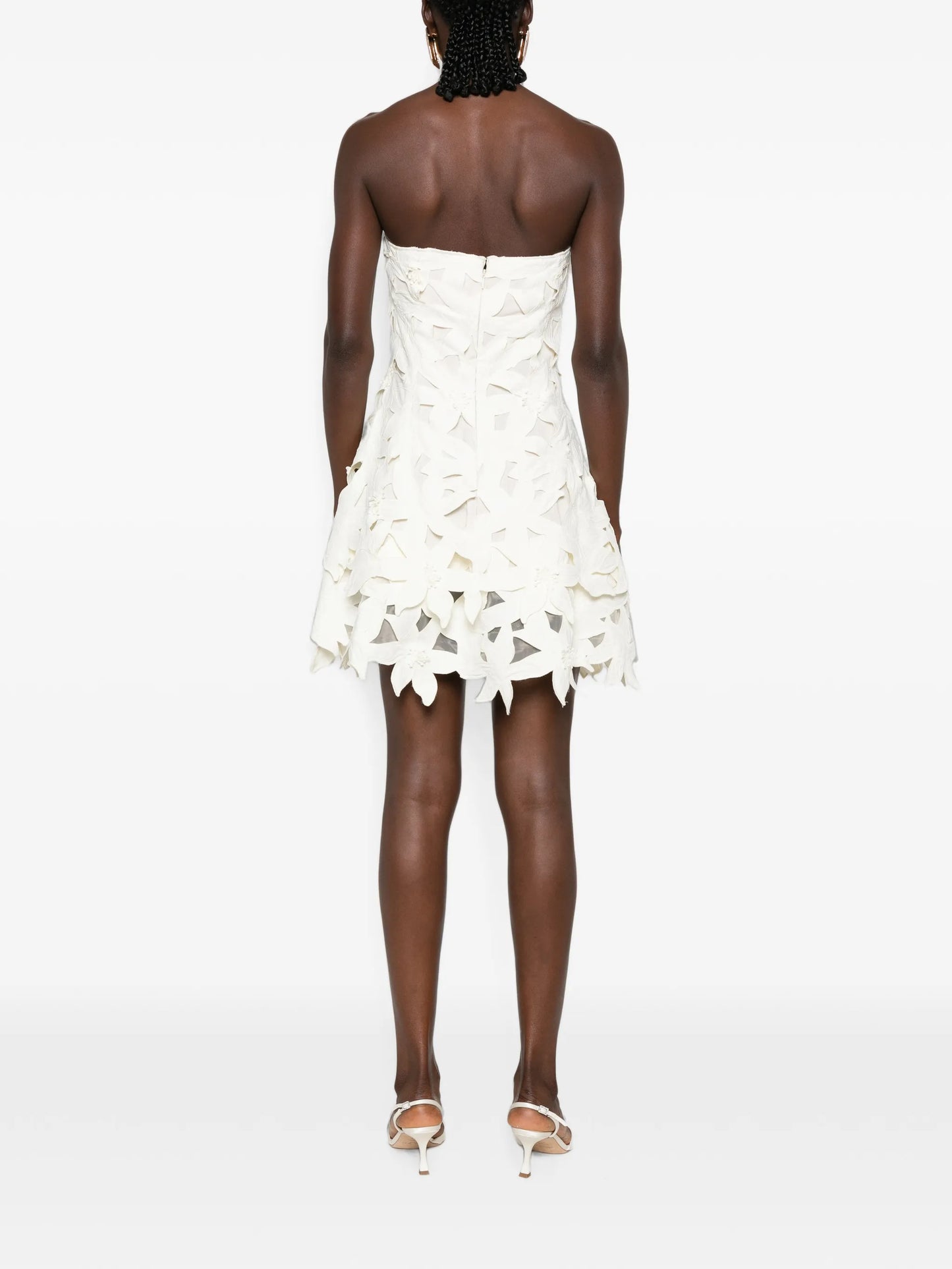 floral-appliqué mini dress