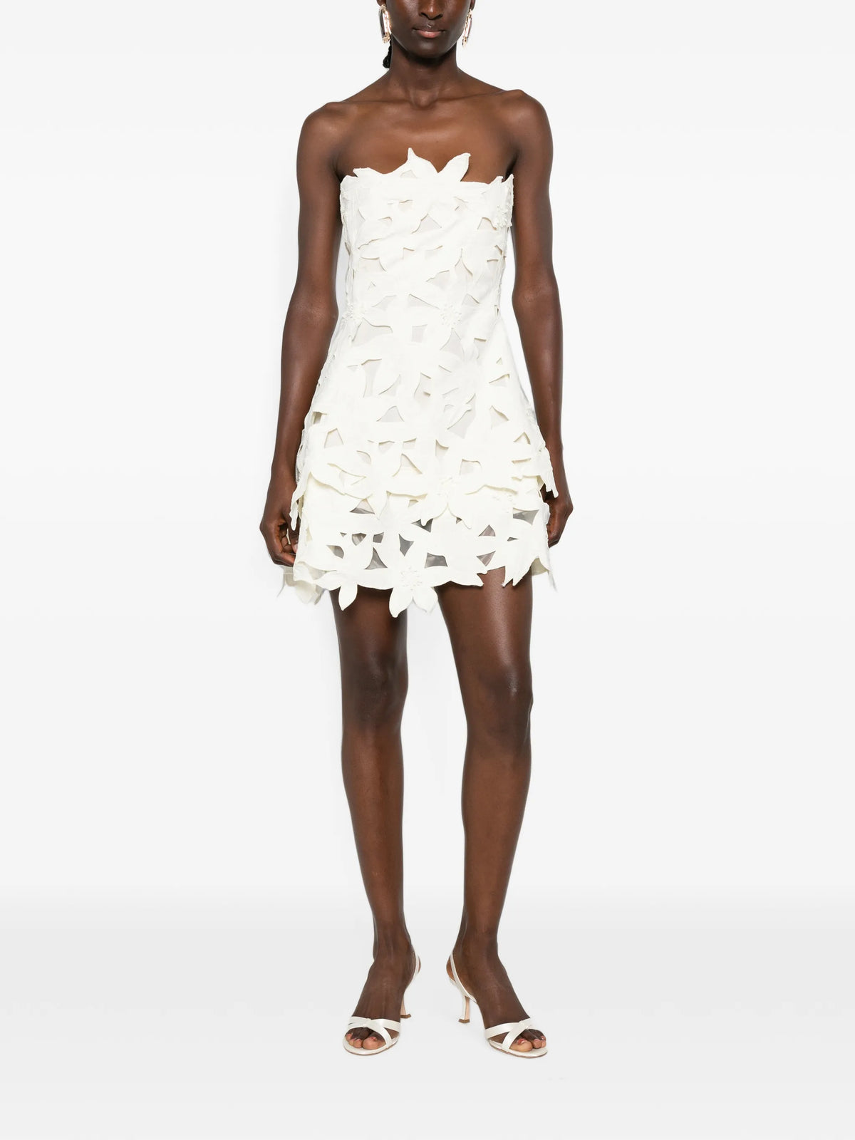 Miri embroidered cotton Bustier mini dress