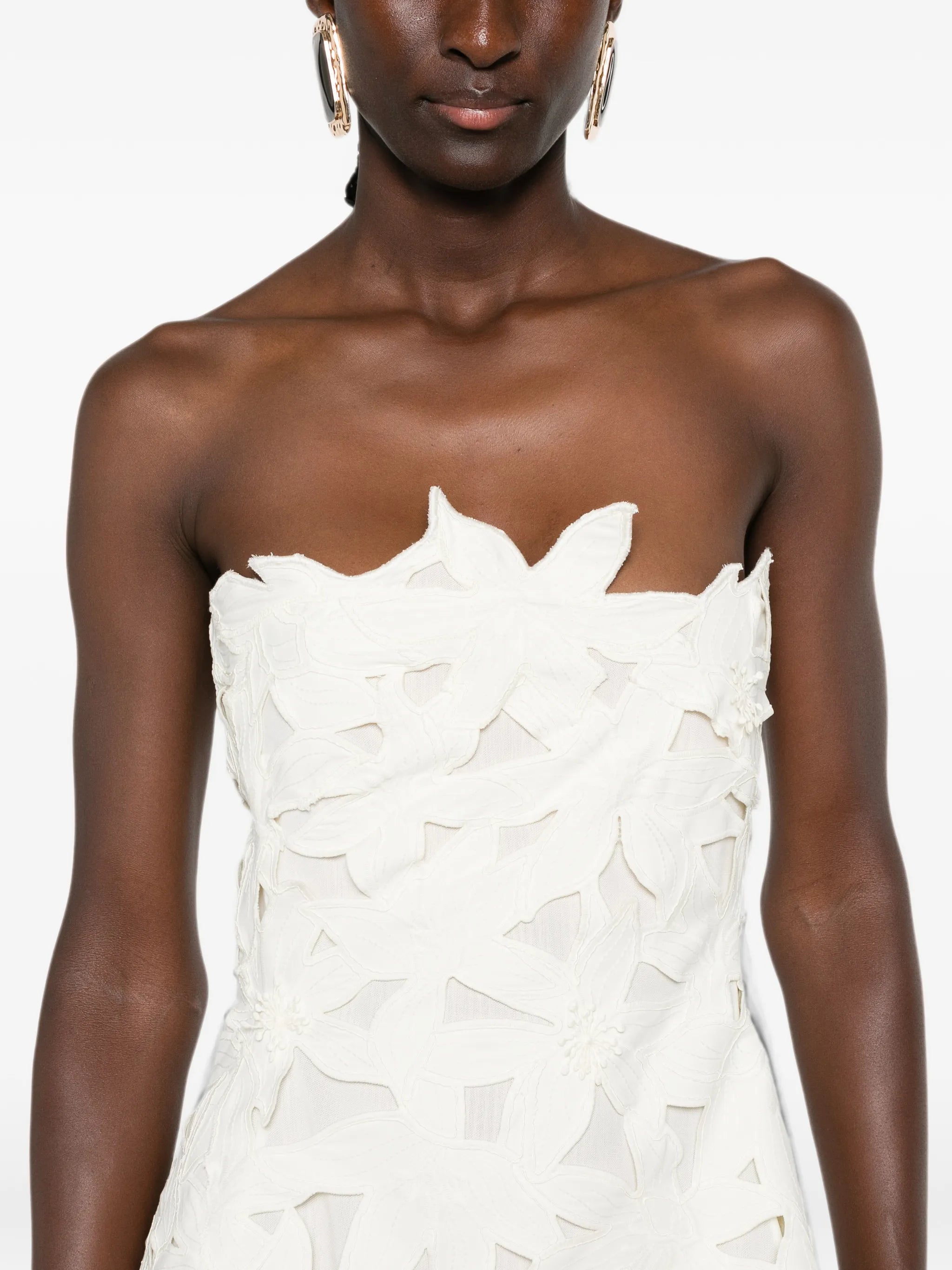 floral-appliqué mini dress