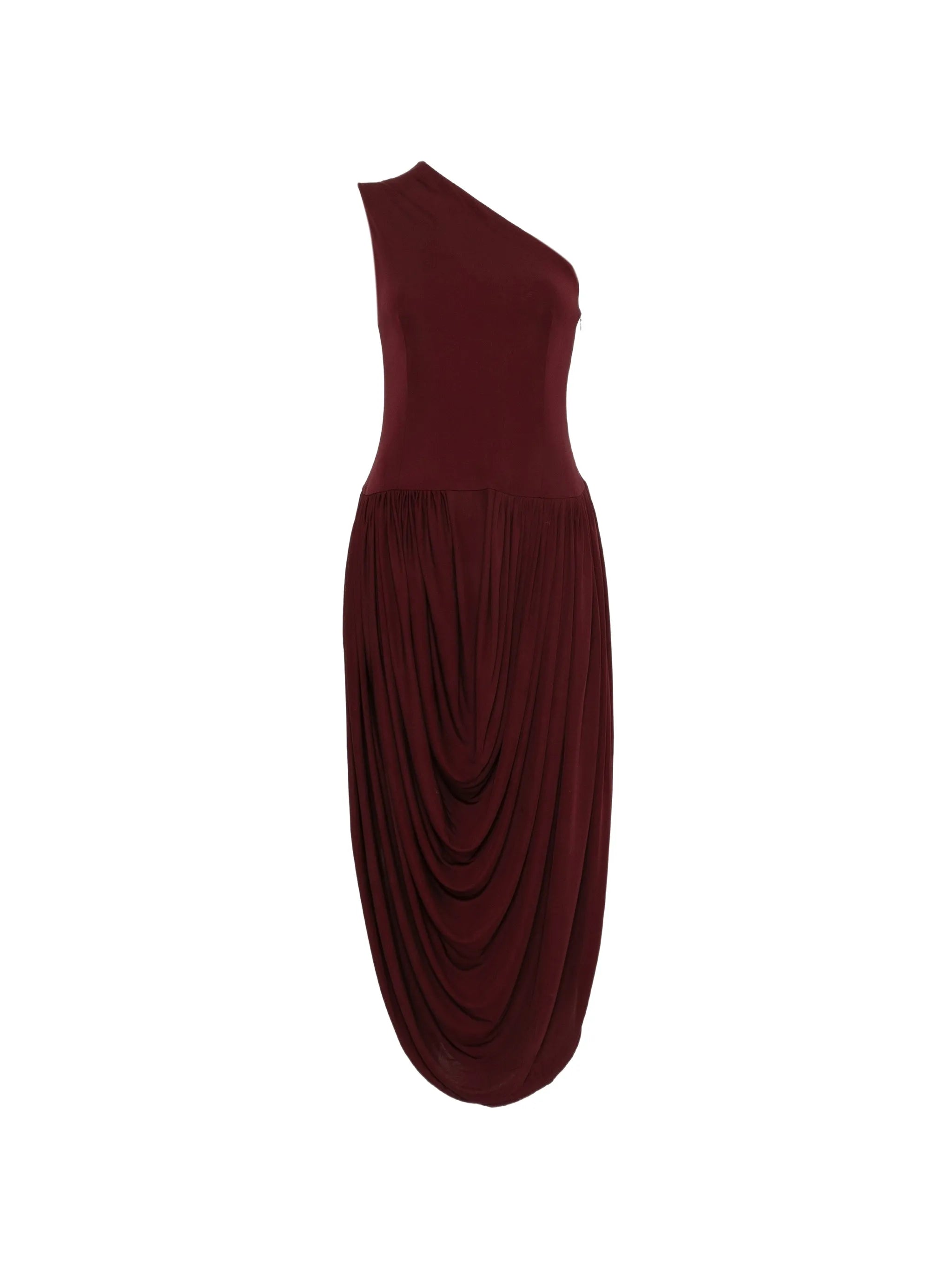 asymmetri-neck midi dress
