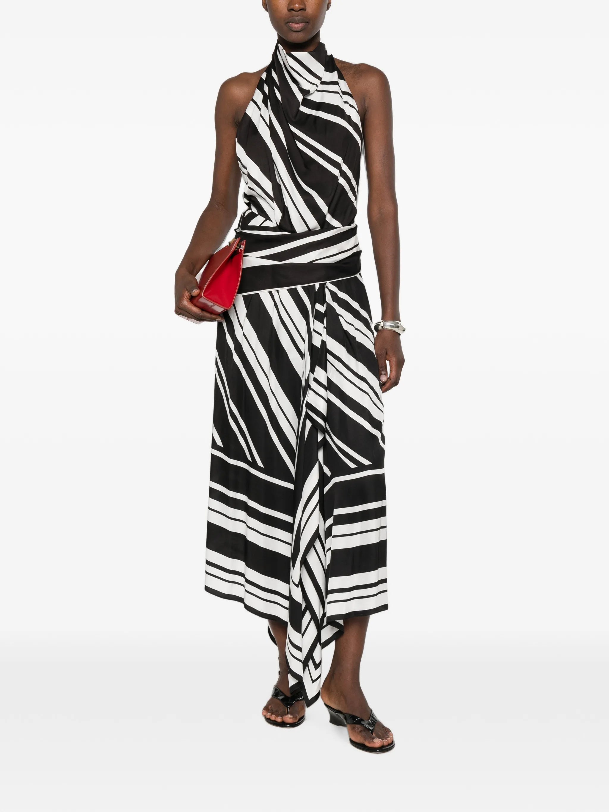 Marin draped-bodice midi dress