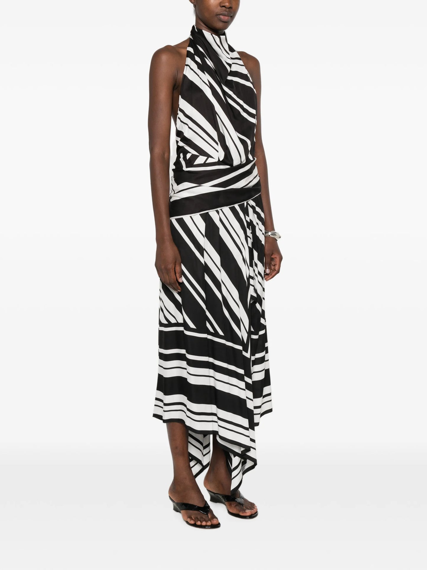 Marin draped-bodice midi dress