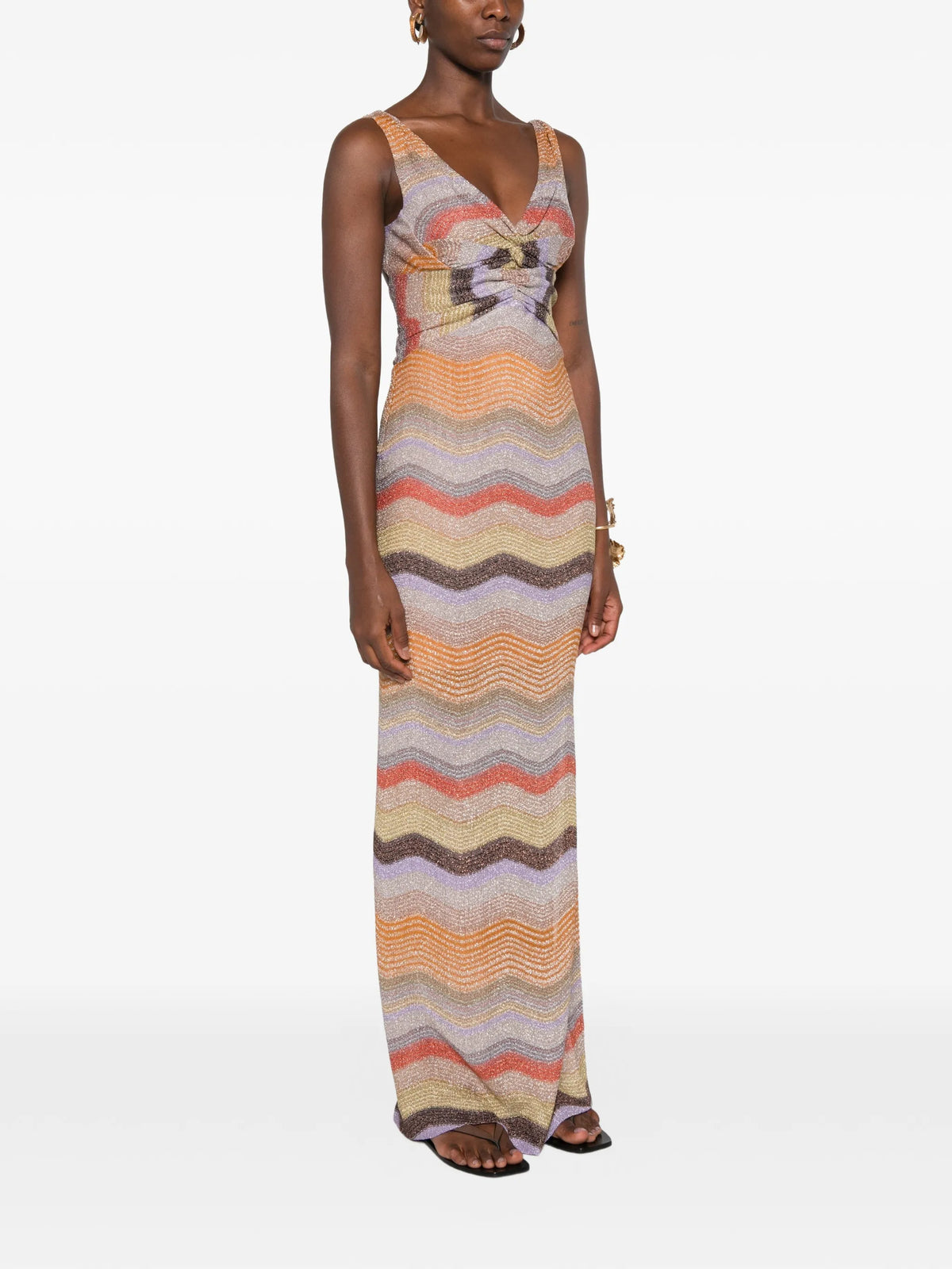 zigzag-knit twist-detail dress