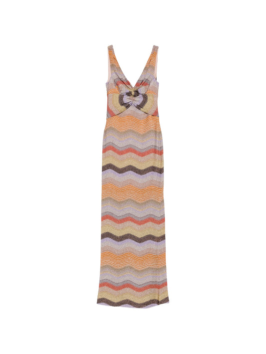zigzag-knit twist-detail dress