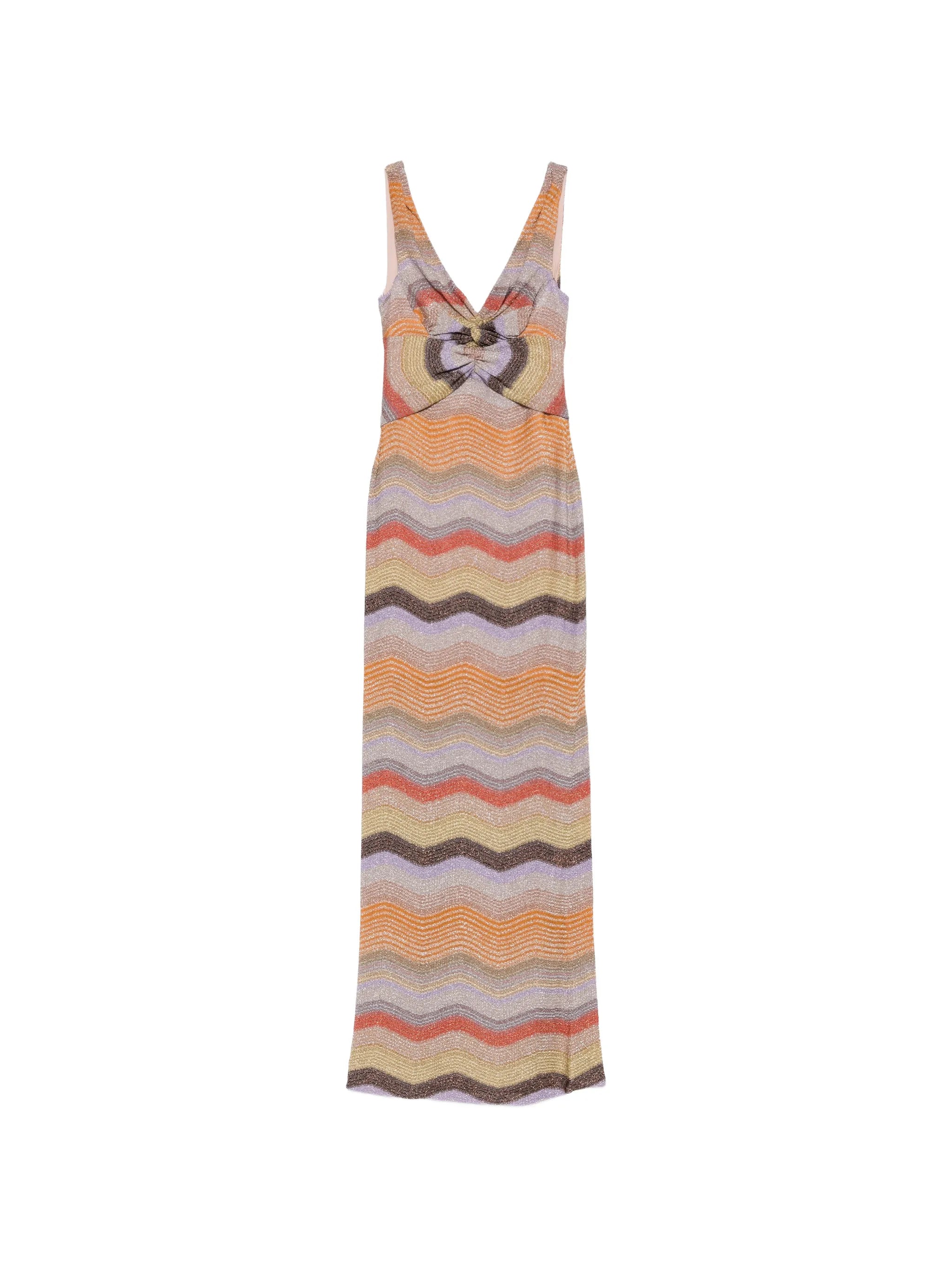 zigzag-knit twist-detail dress