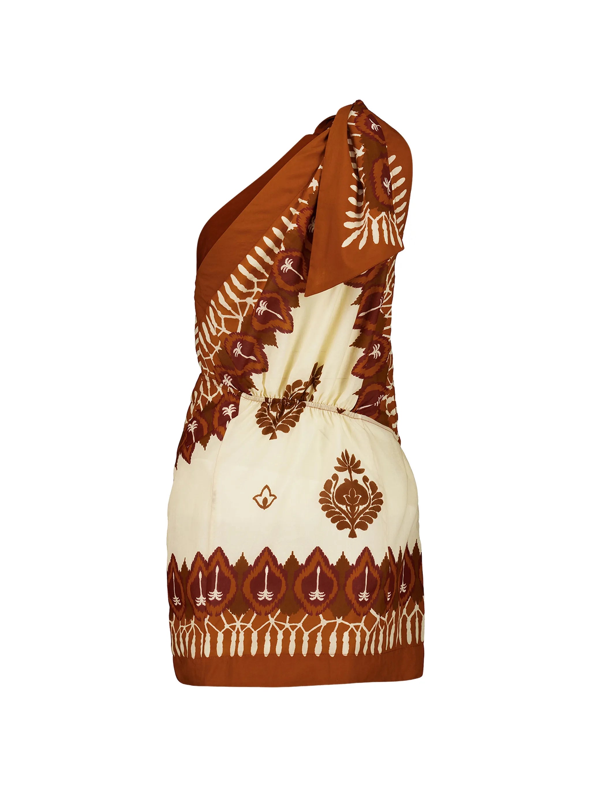 Sun Traveller one-shoulder printed mini dress