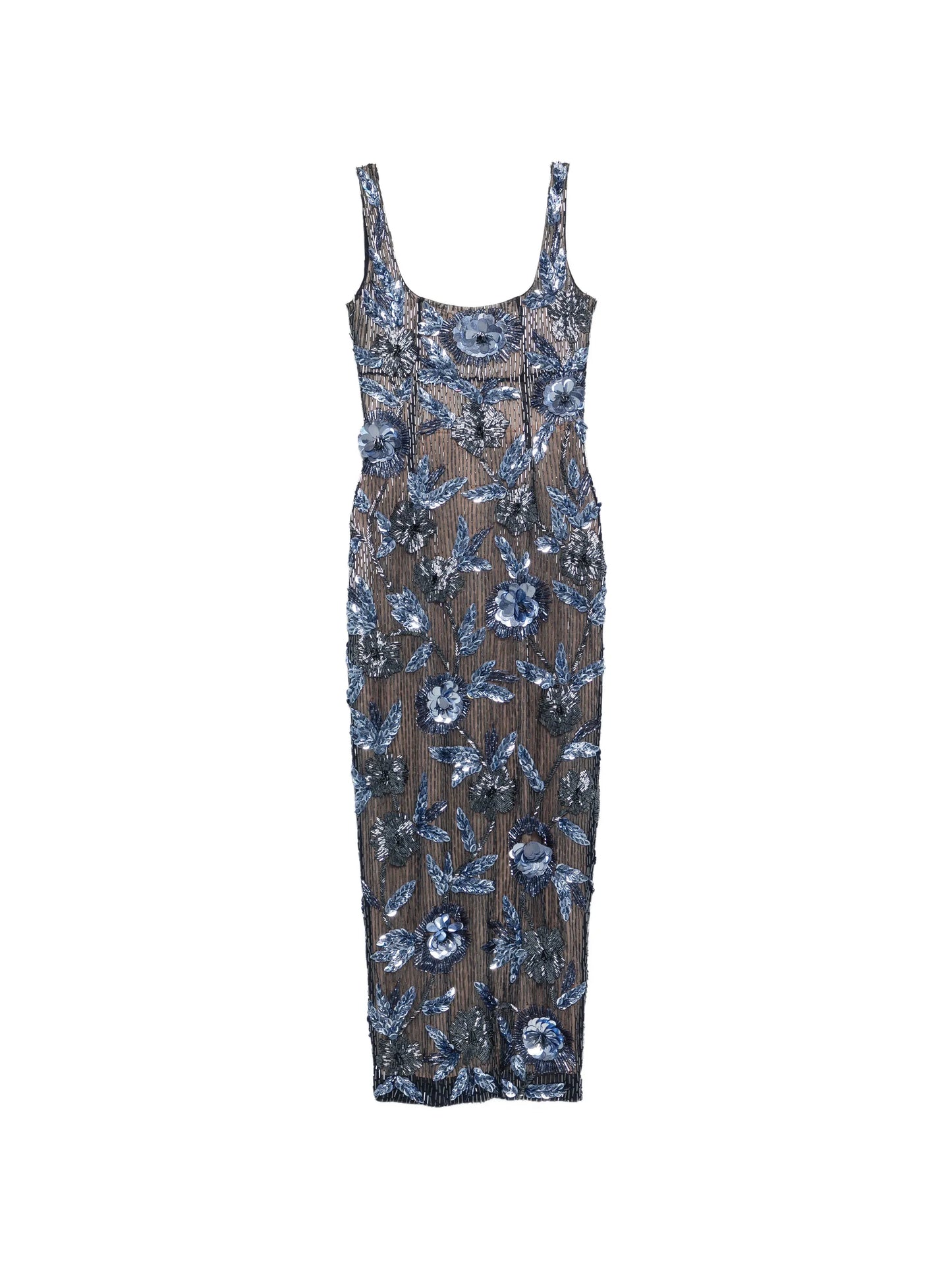 Pierre embellished floral-appliqué midi dress