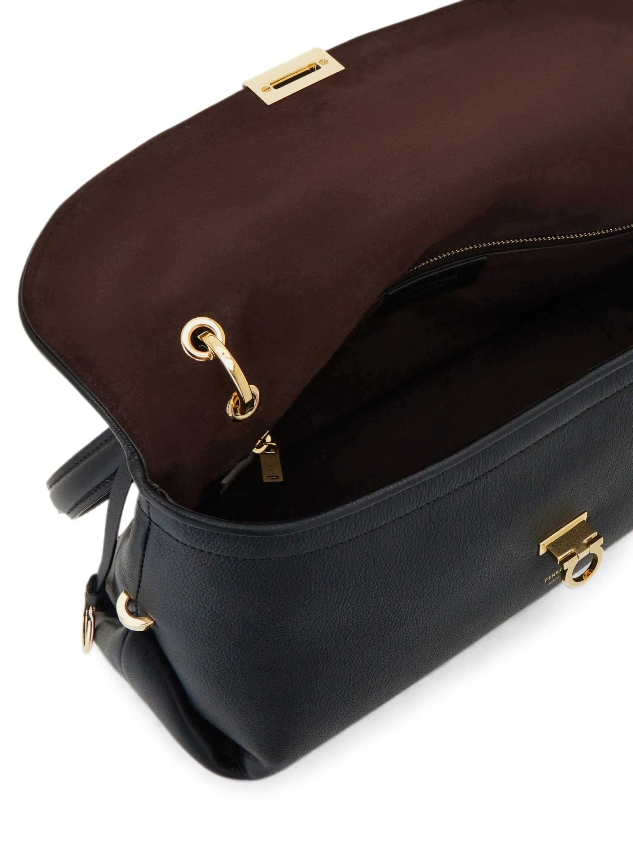 Gancini pebbled-leather shoulder bag