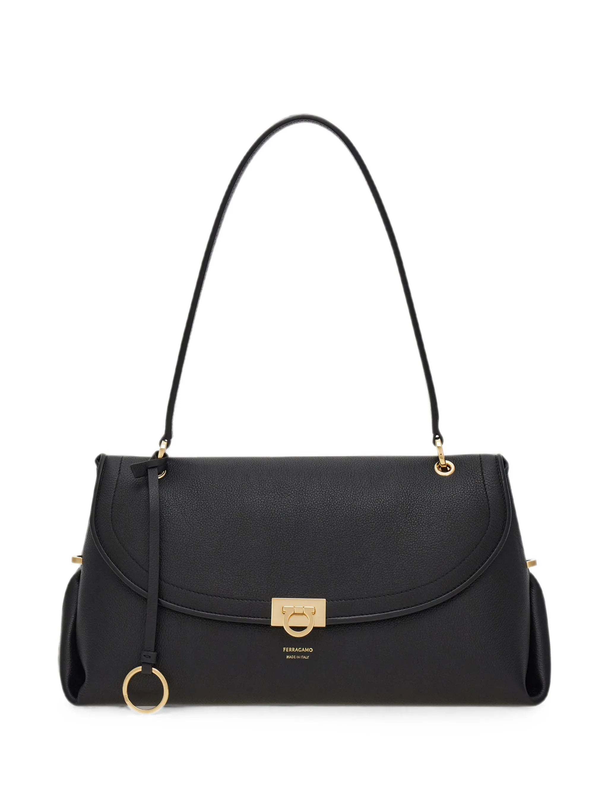 Gancini pebbled-leather shoulder bag