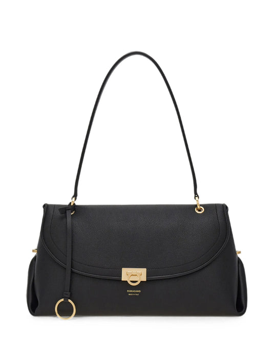 Gancini pebbled-leather shoulder bag