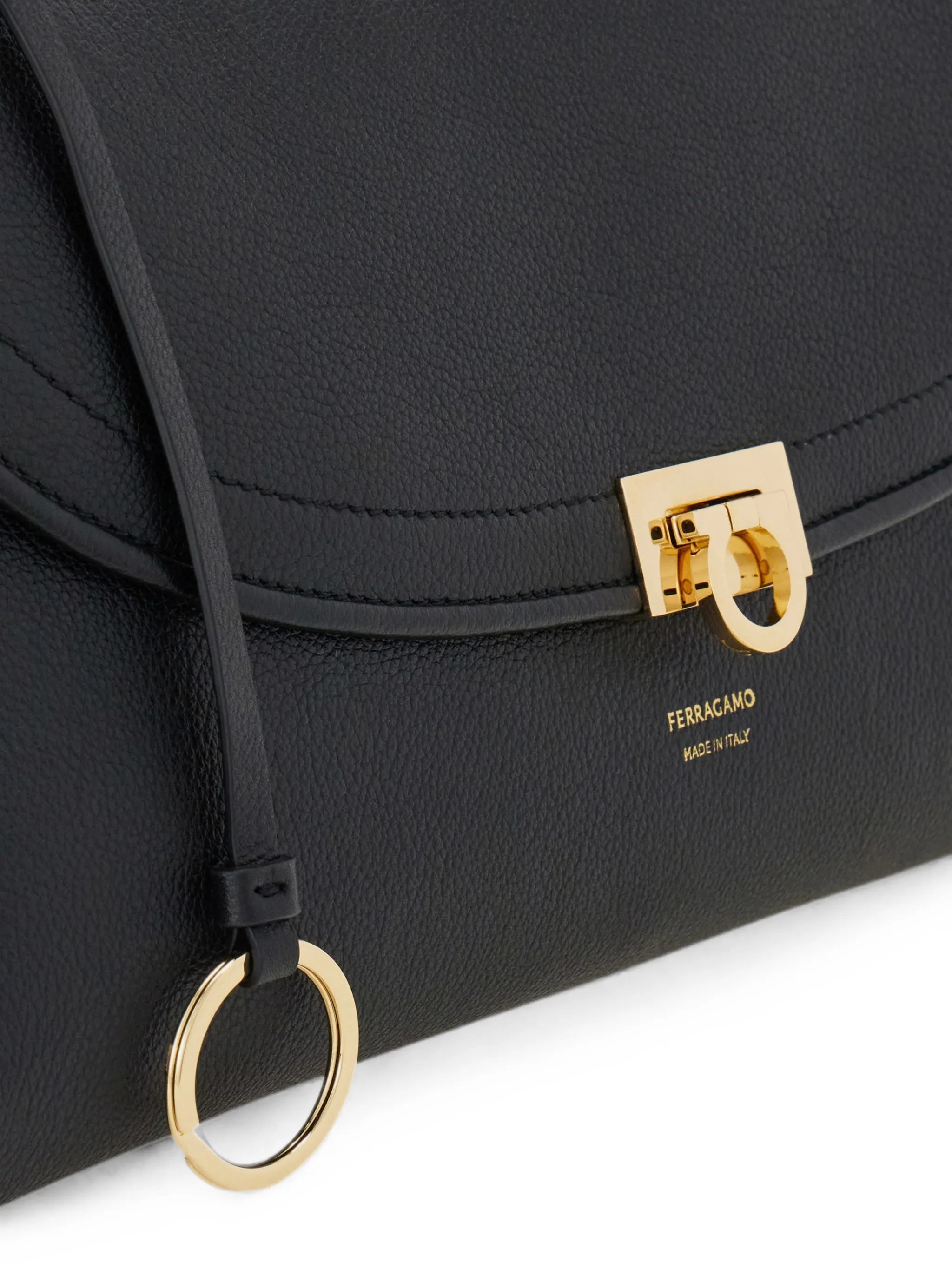 Gancini pebbled-leather shoulder bag