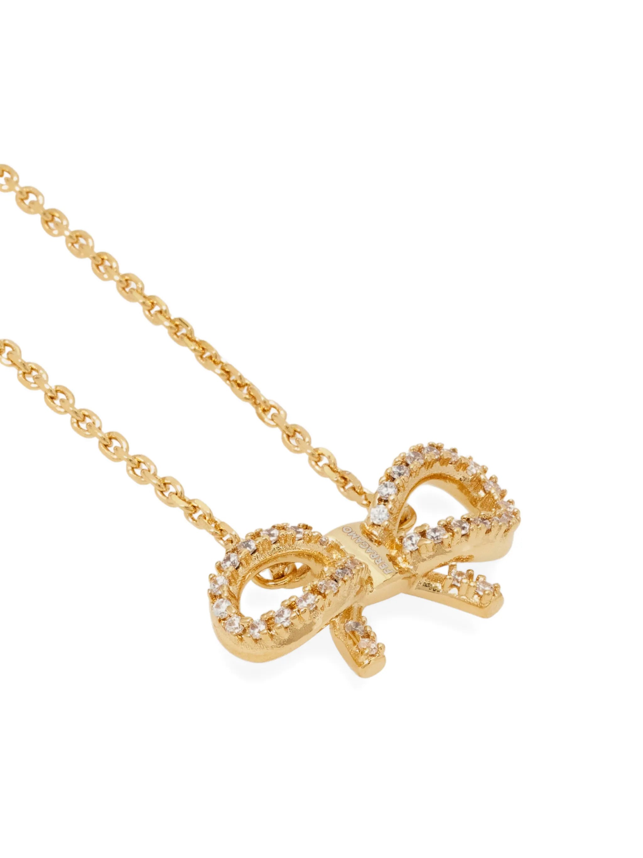 crystal-embellished bow necklace