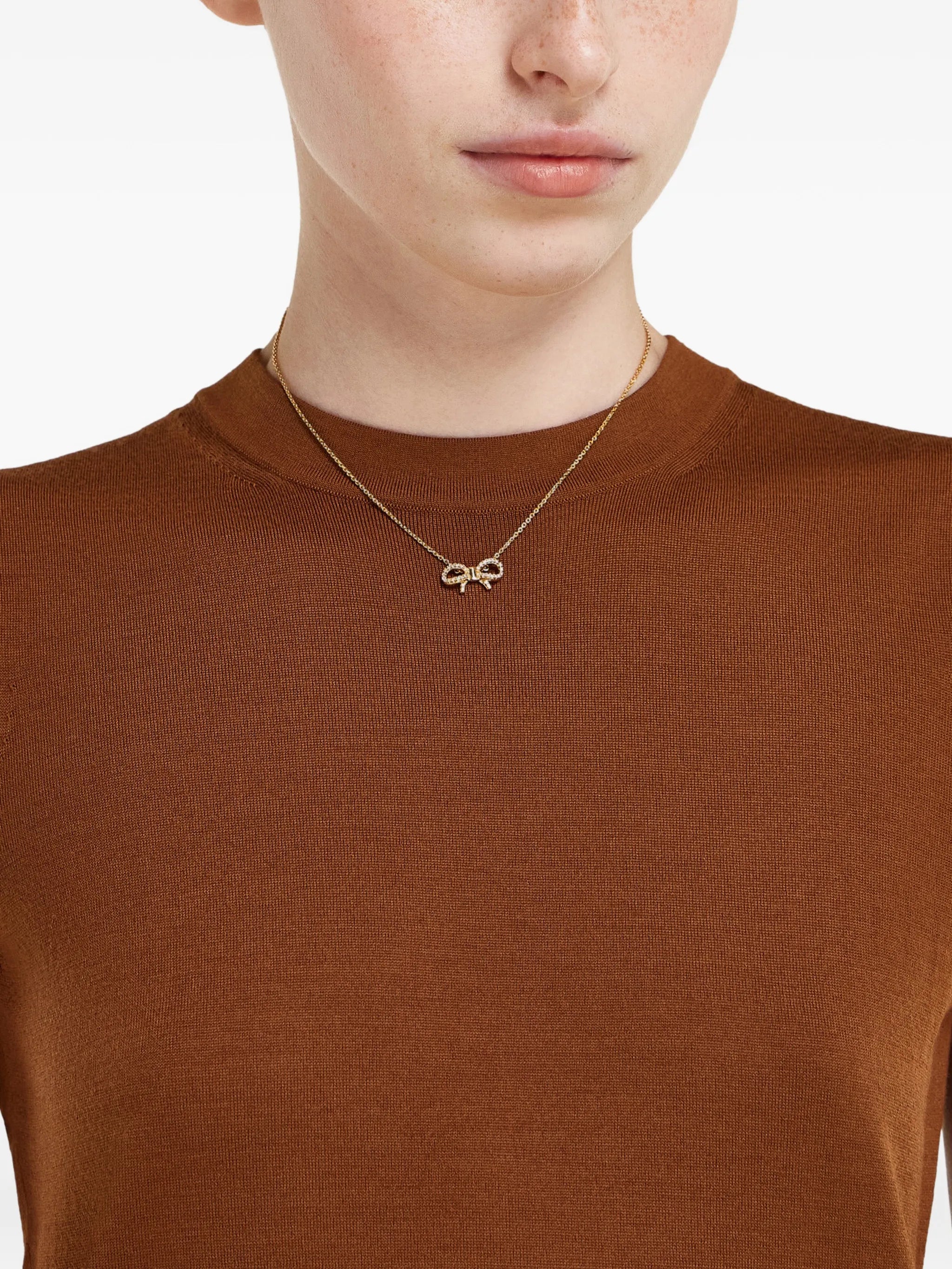 crystal-embellished bow necklace