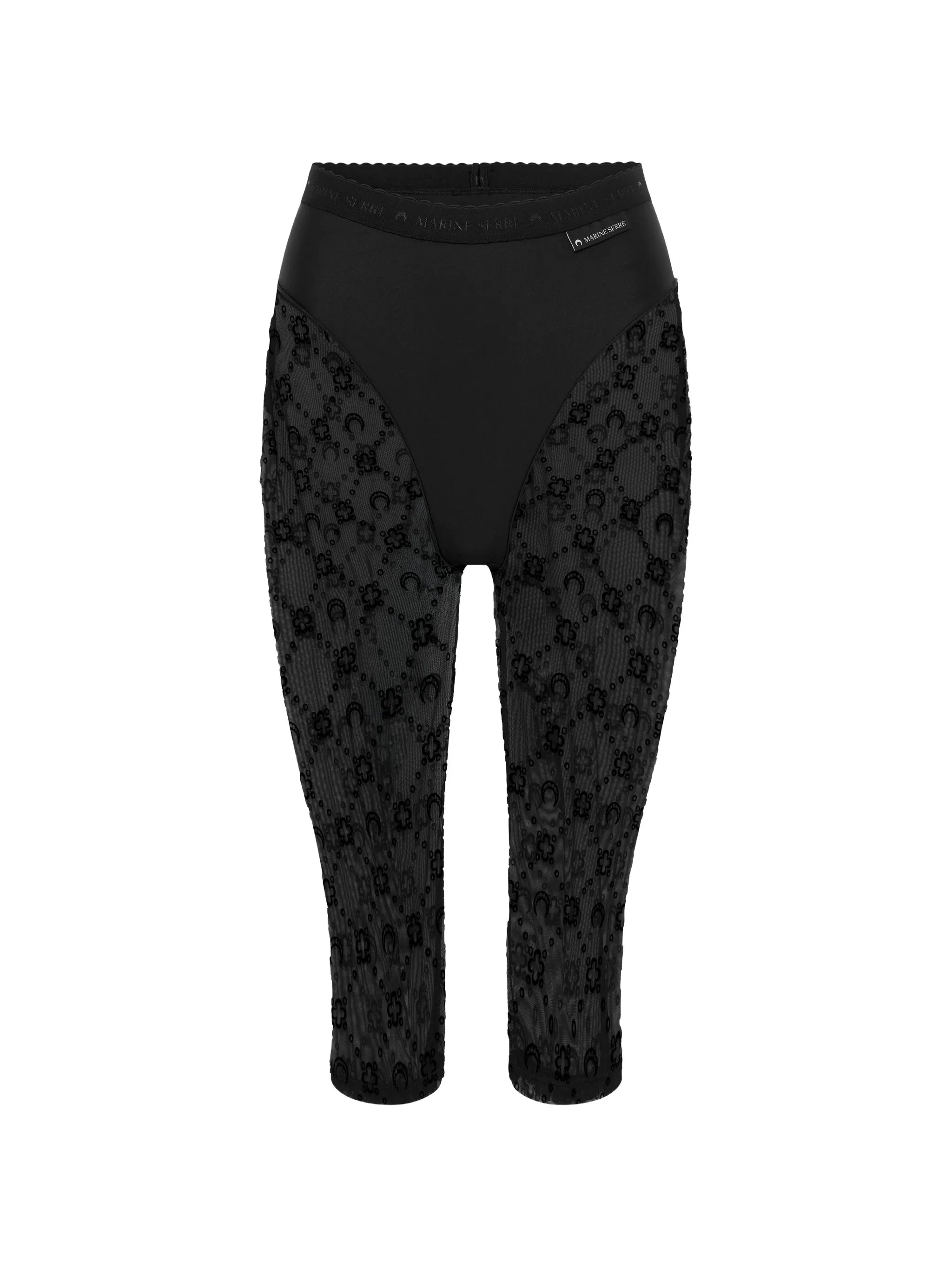 Moonogram mesh flock capris