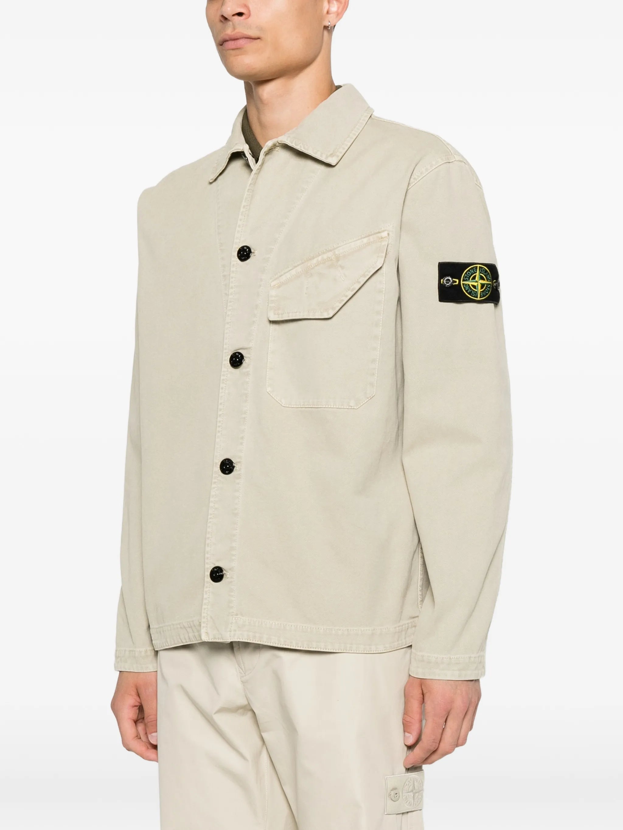 logo-patch chest-pocket shirt jacket