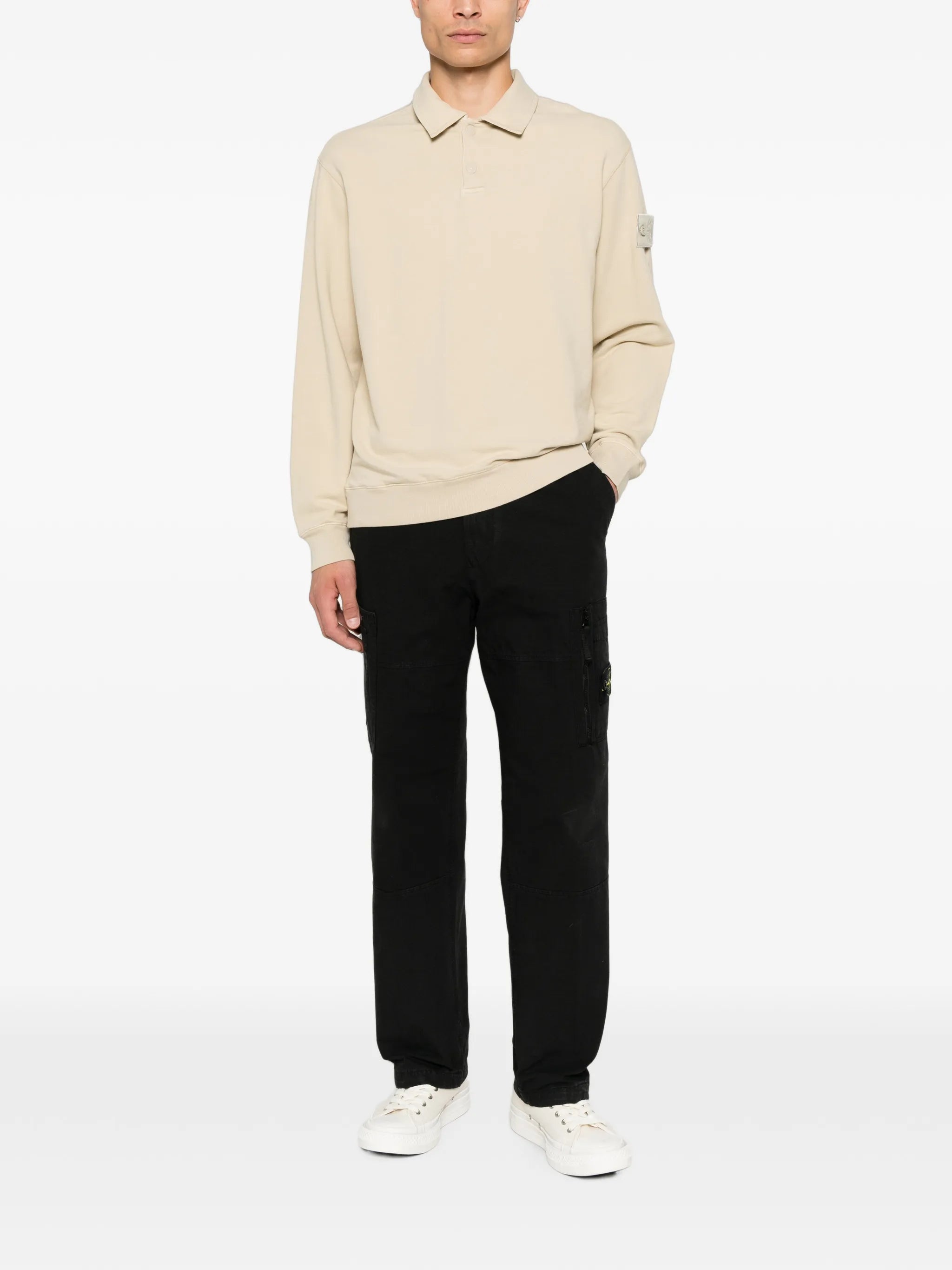 logo-patch long-sleeve polo shirt