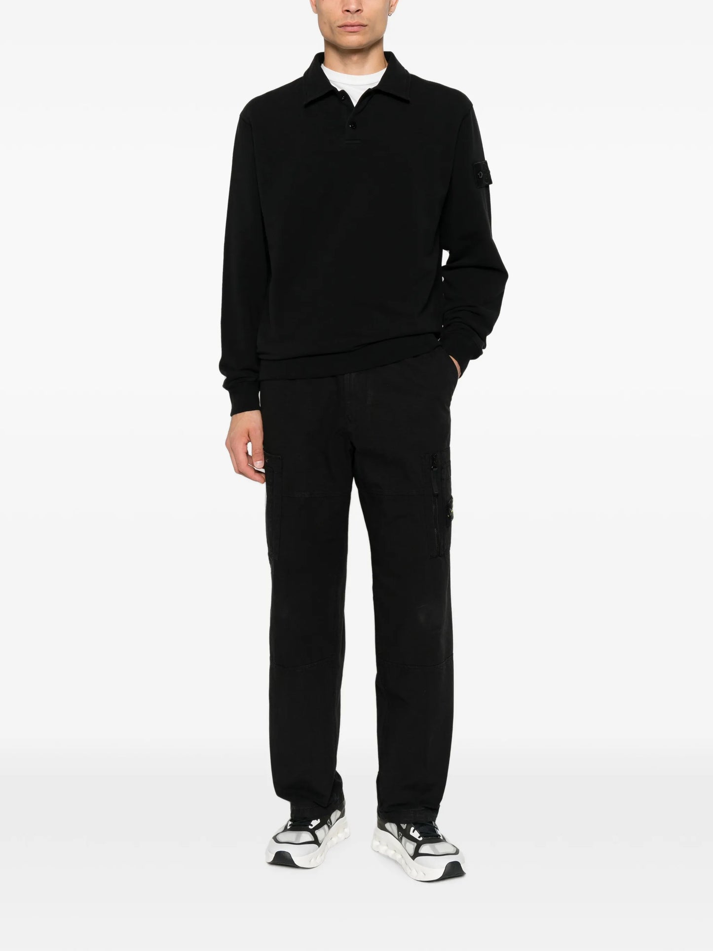 logo-patch long-sleeve polo shirt