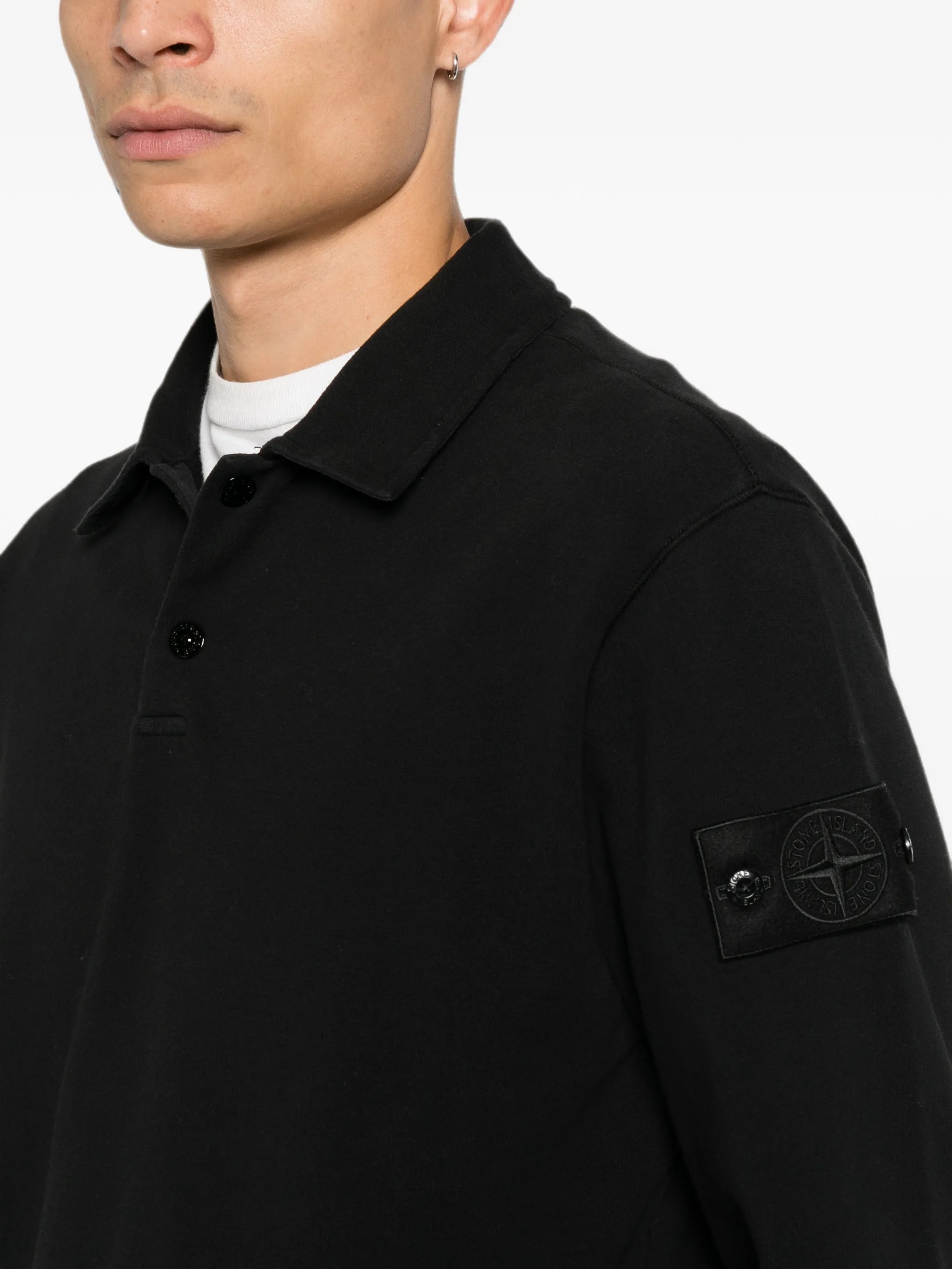 logo-patch long-sleeve polo shirt