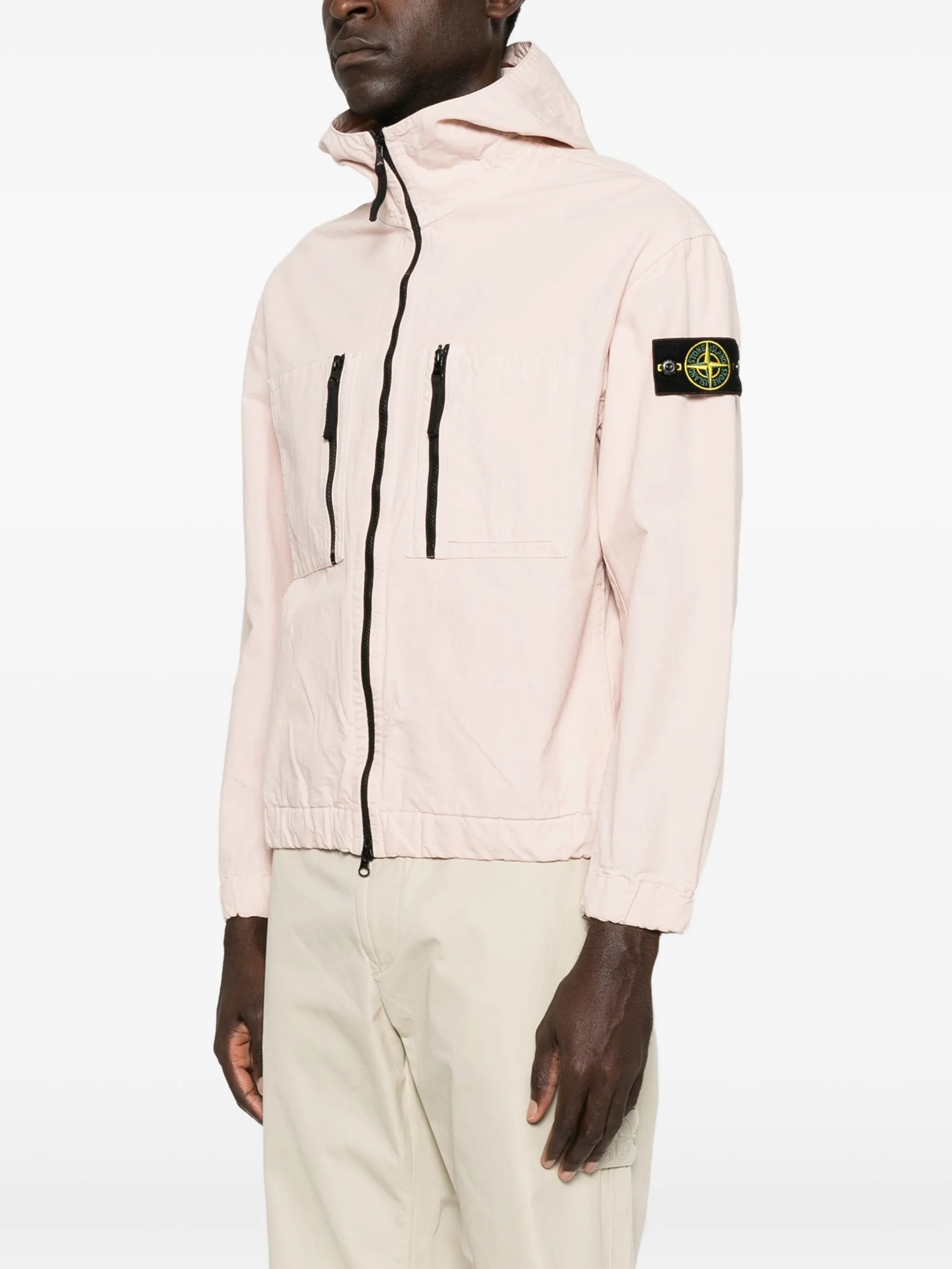 zip-fastening hooded jacket