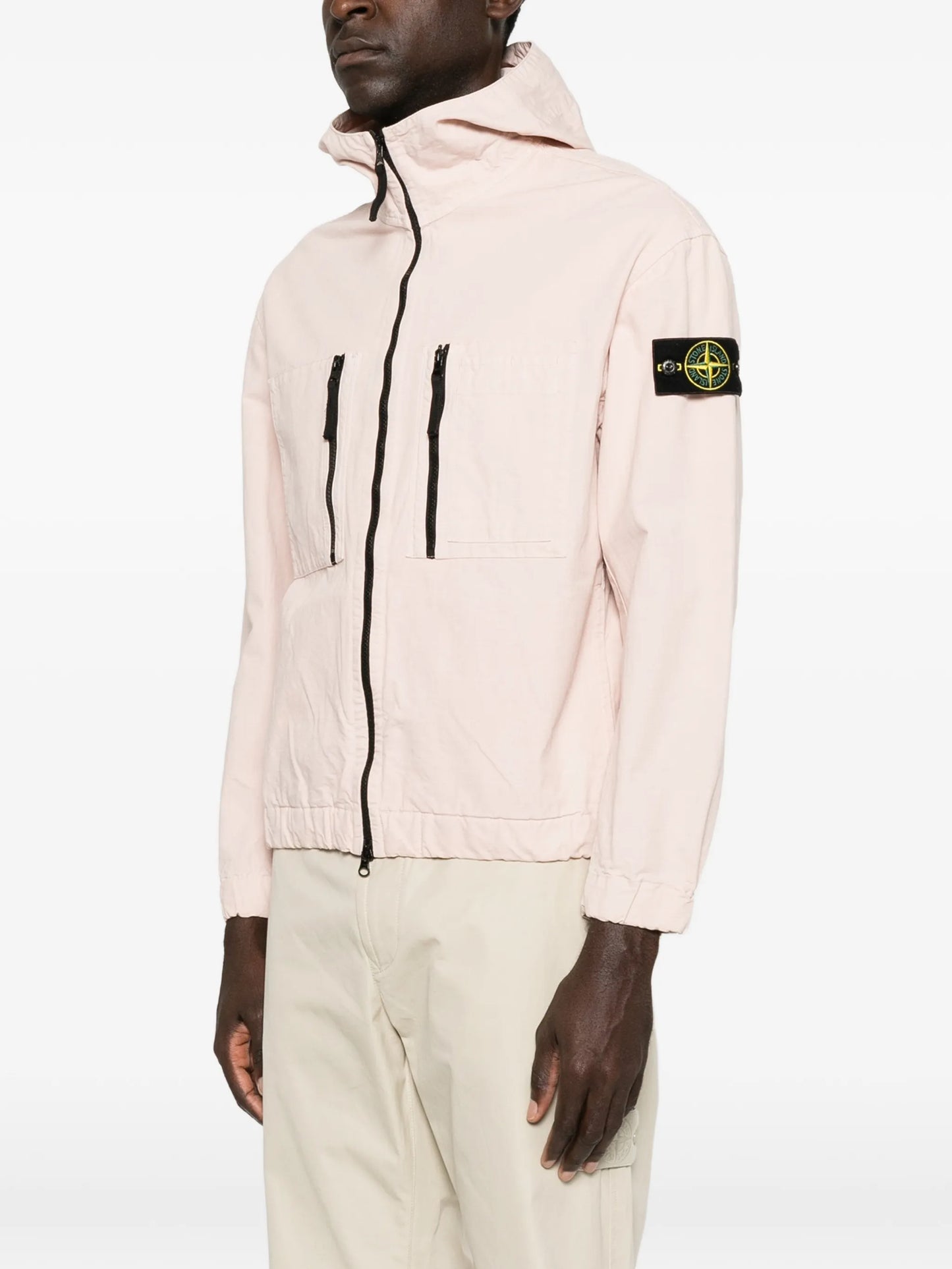 zip-fastening hooded jacket