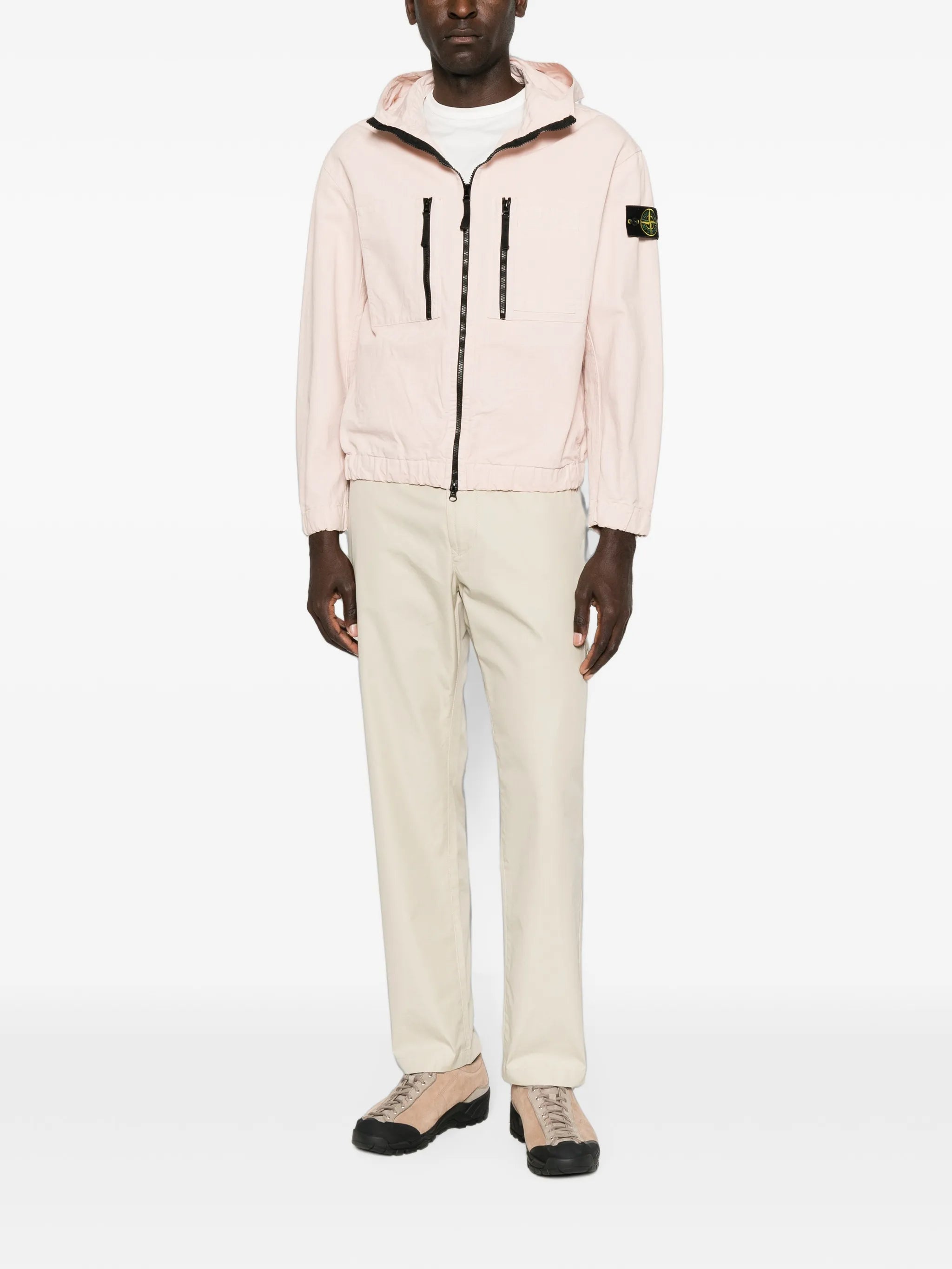 zip-fastening hooded jacket