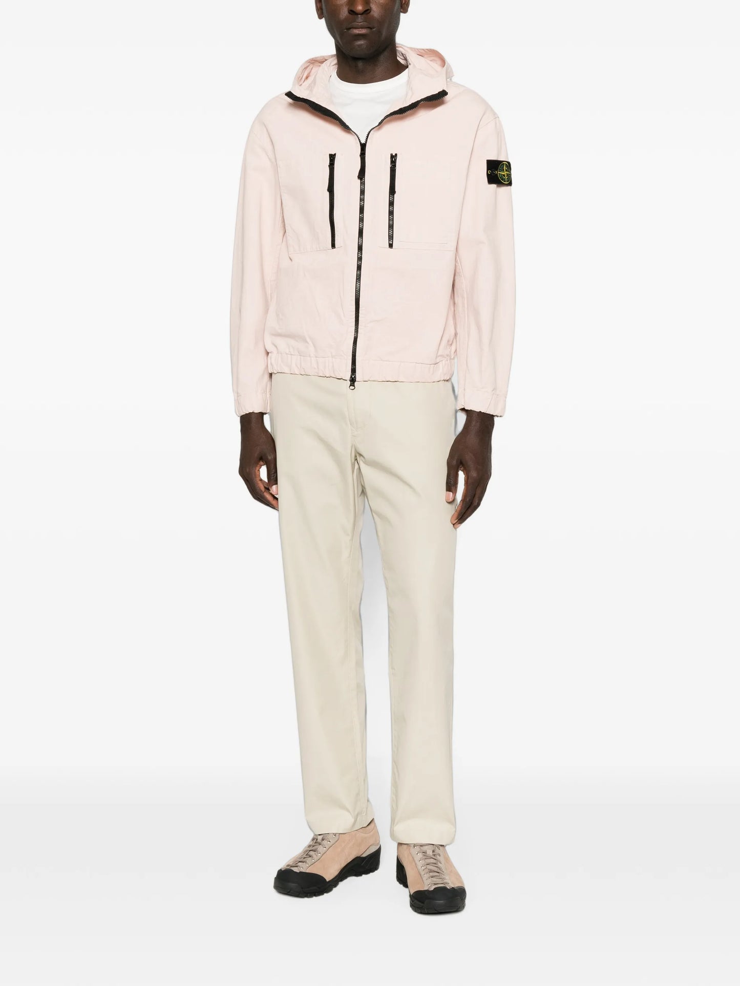 zip-fastening hooded jacket