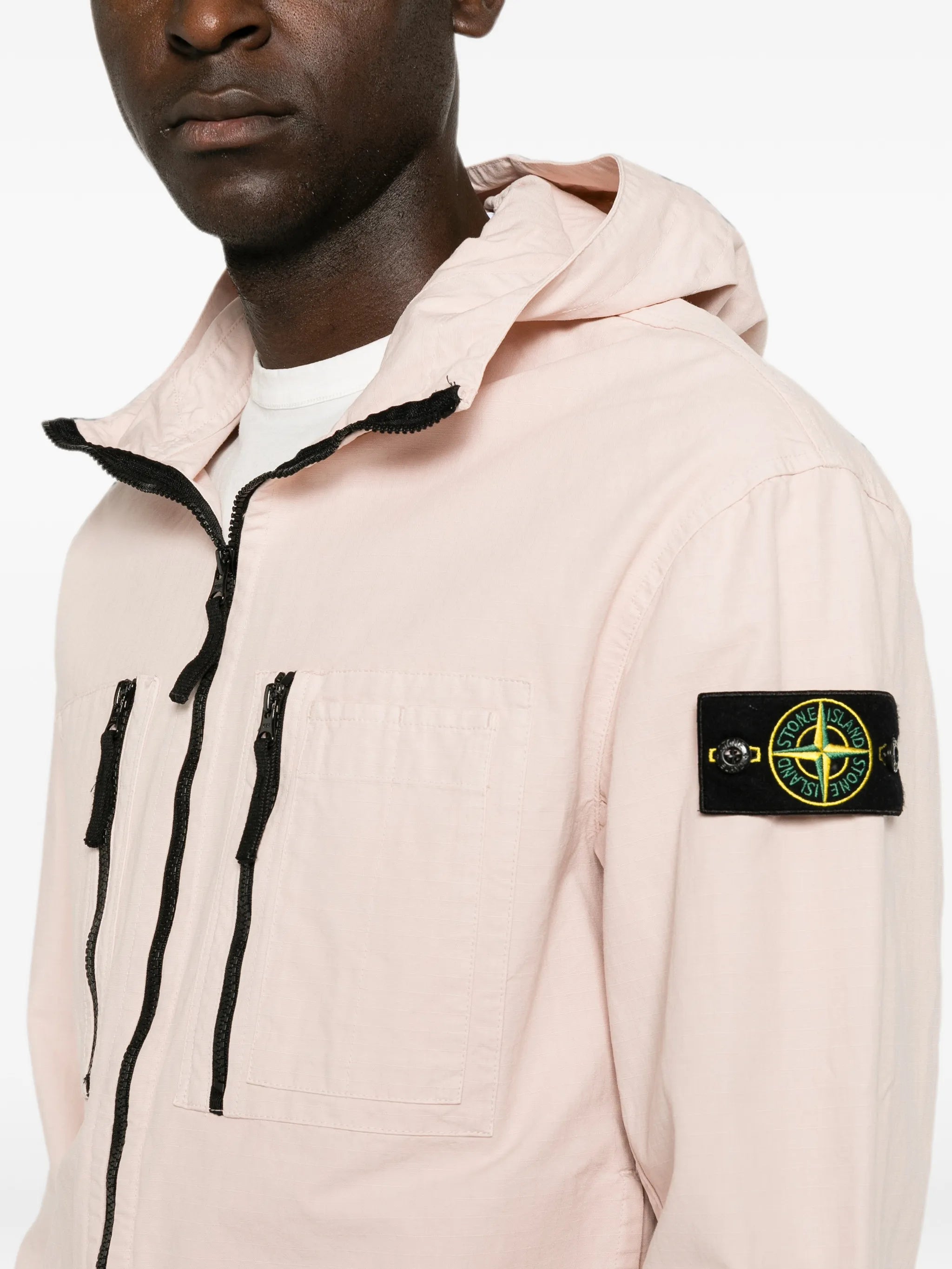 zip-fastening hooded jacket