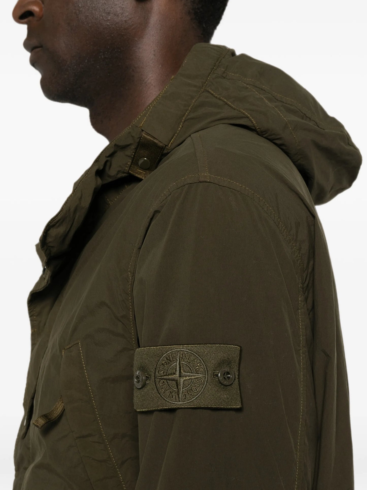 hooded logo-patch jacket
