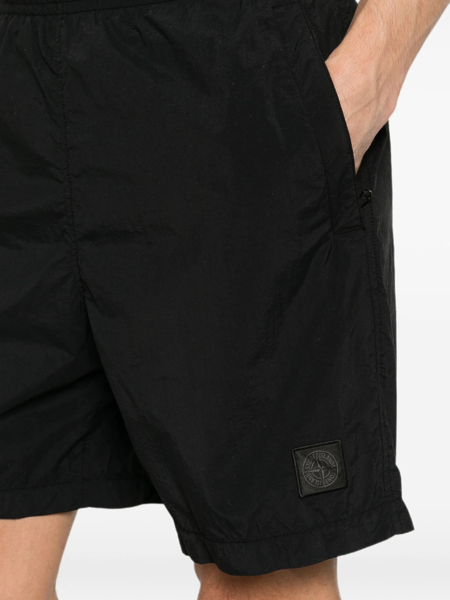 elasticated-waistband logo track shorts
