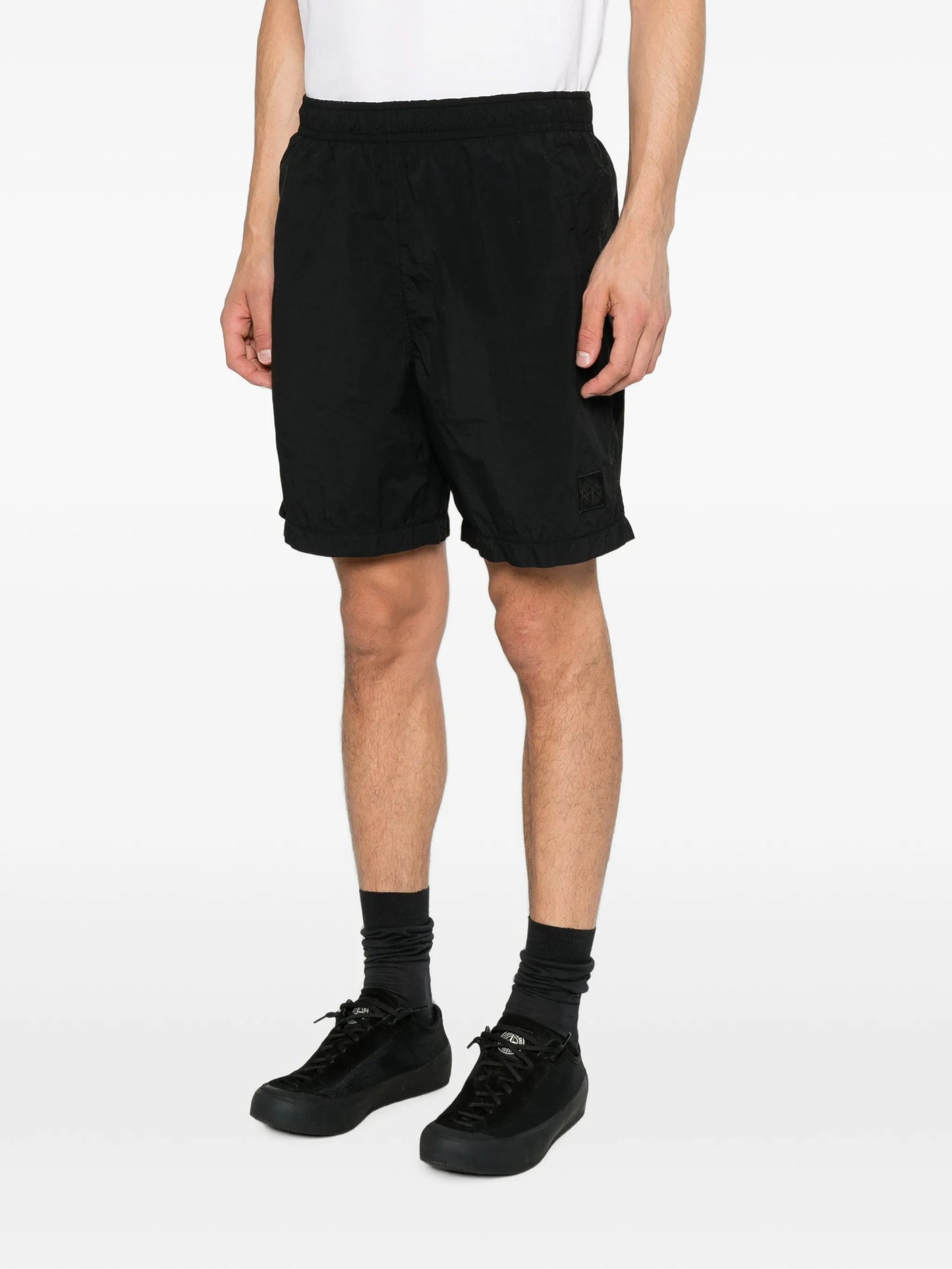 elasticated-waistband logo track shorts