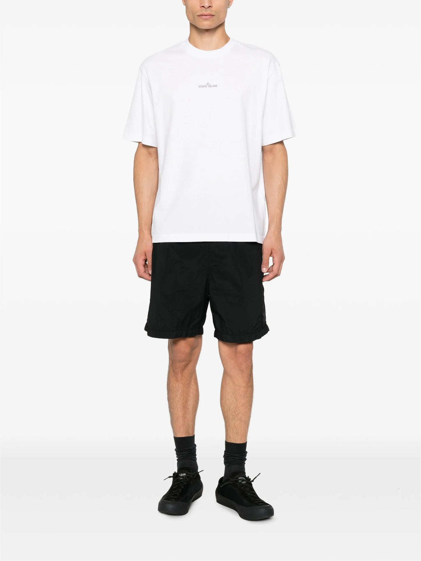 elasticated-waistband logo track shorts