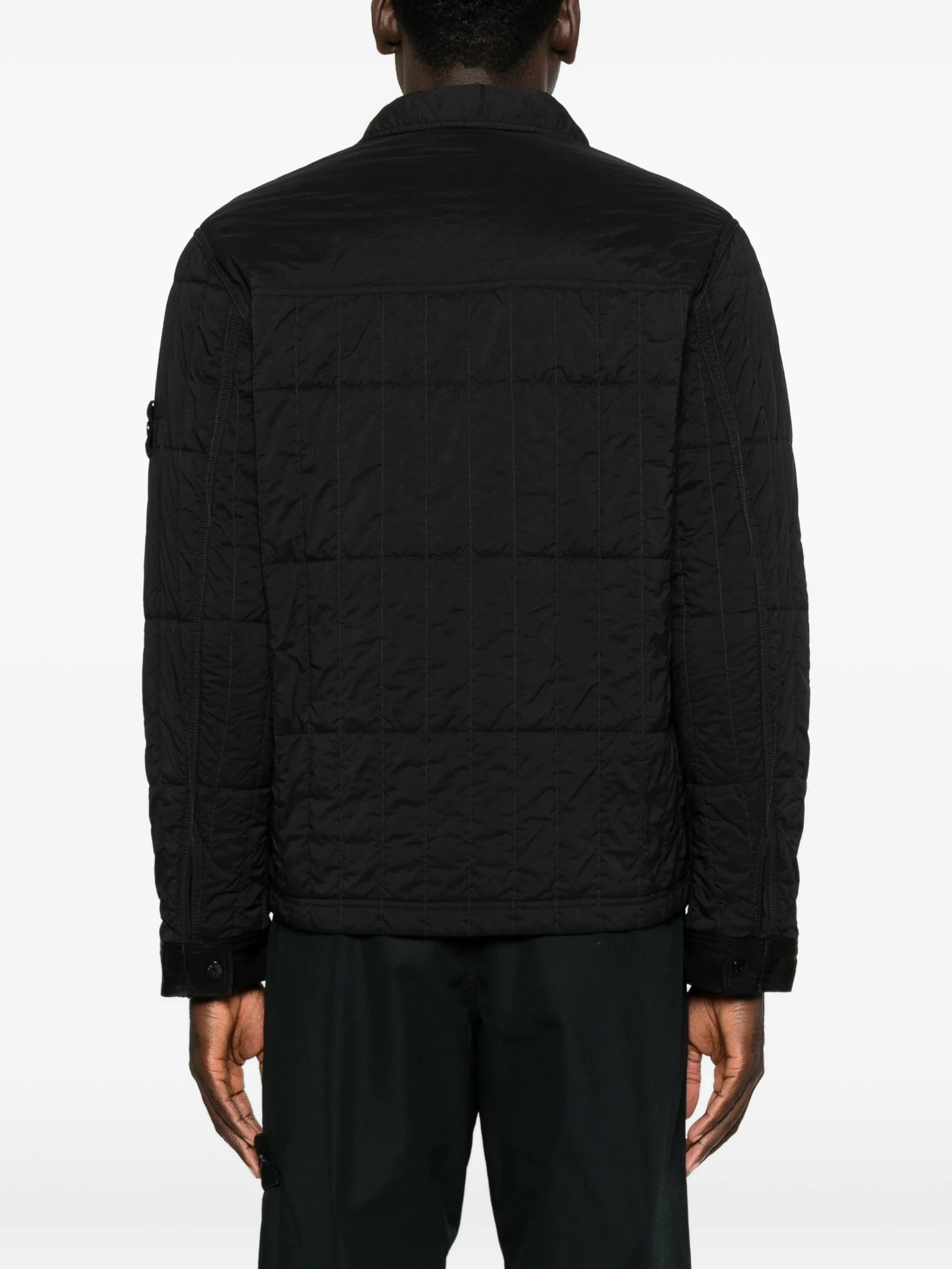 zip-fastening quilted overshirt