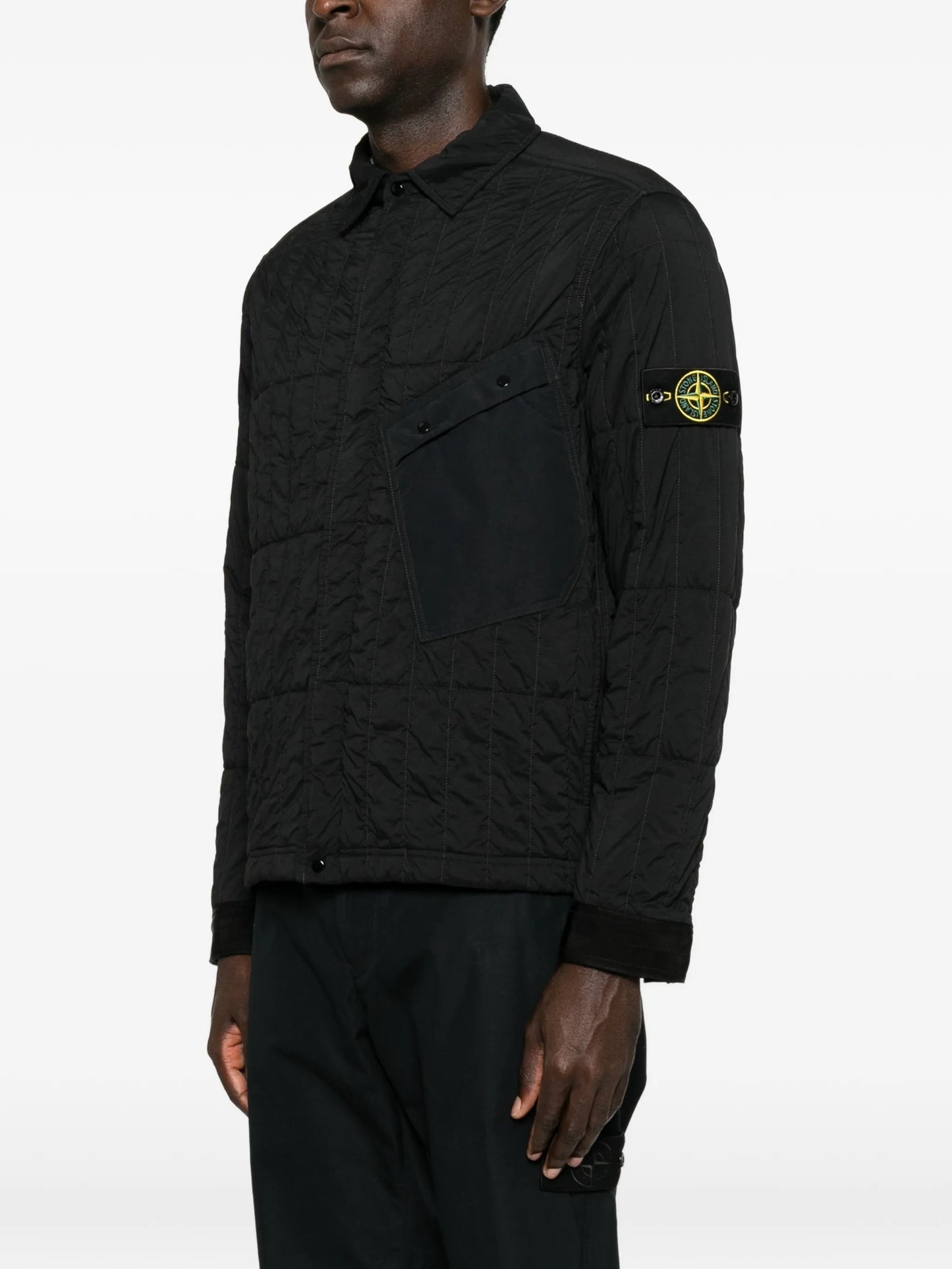 zip-fastening quilted overshirt