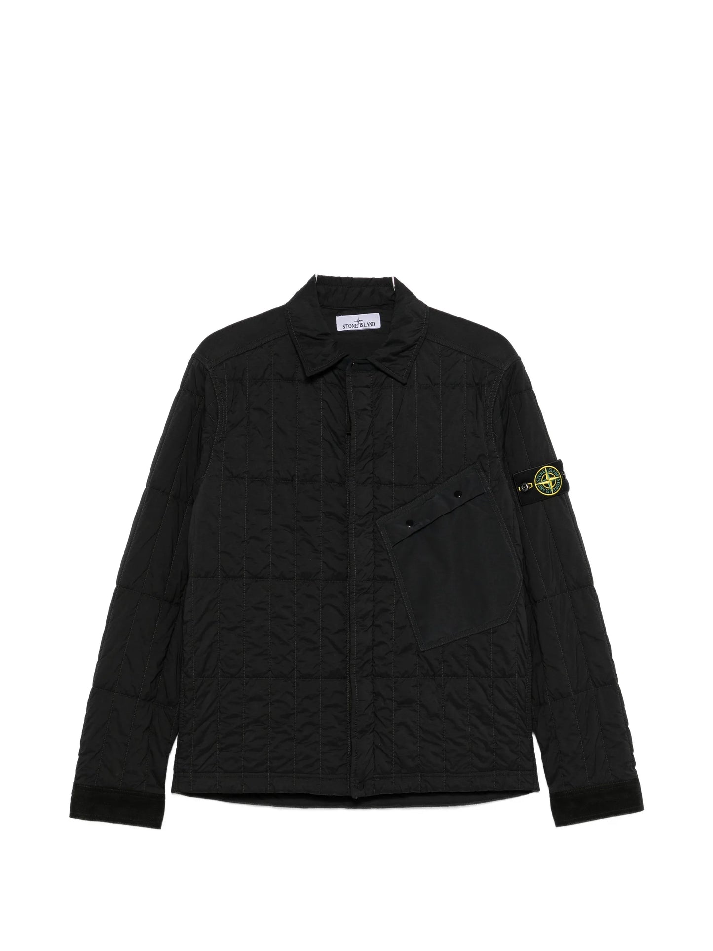 zip-fastening quilted overshirt