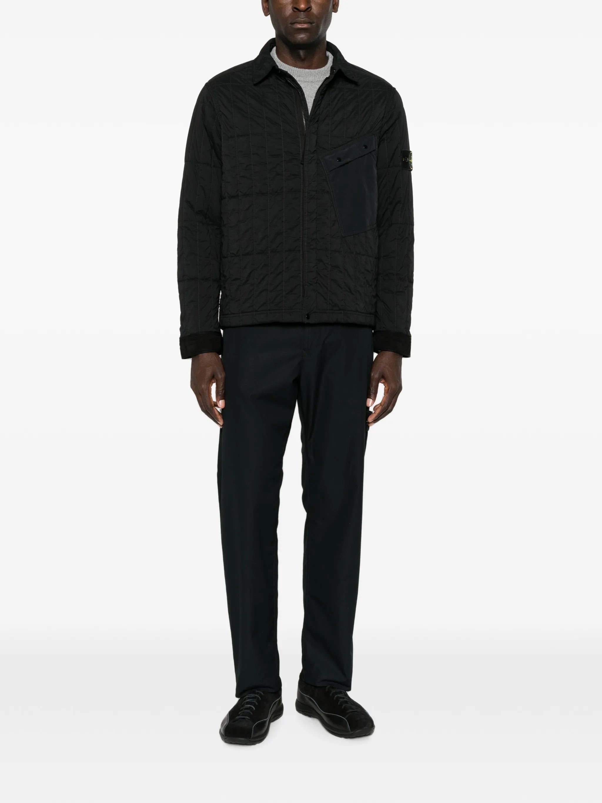 zip-fastening quilted overshirt