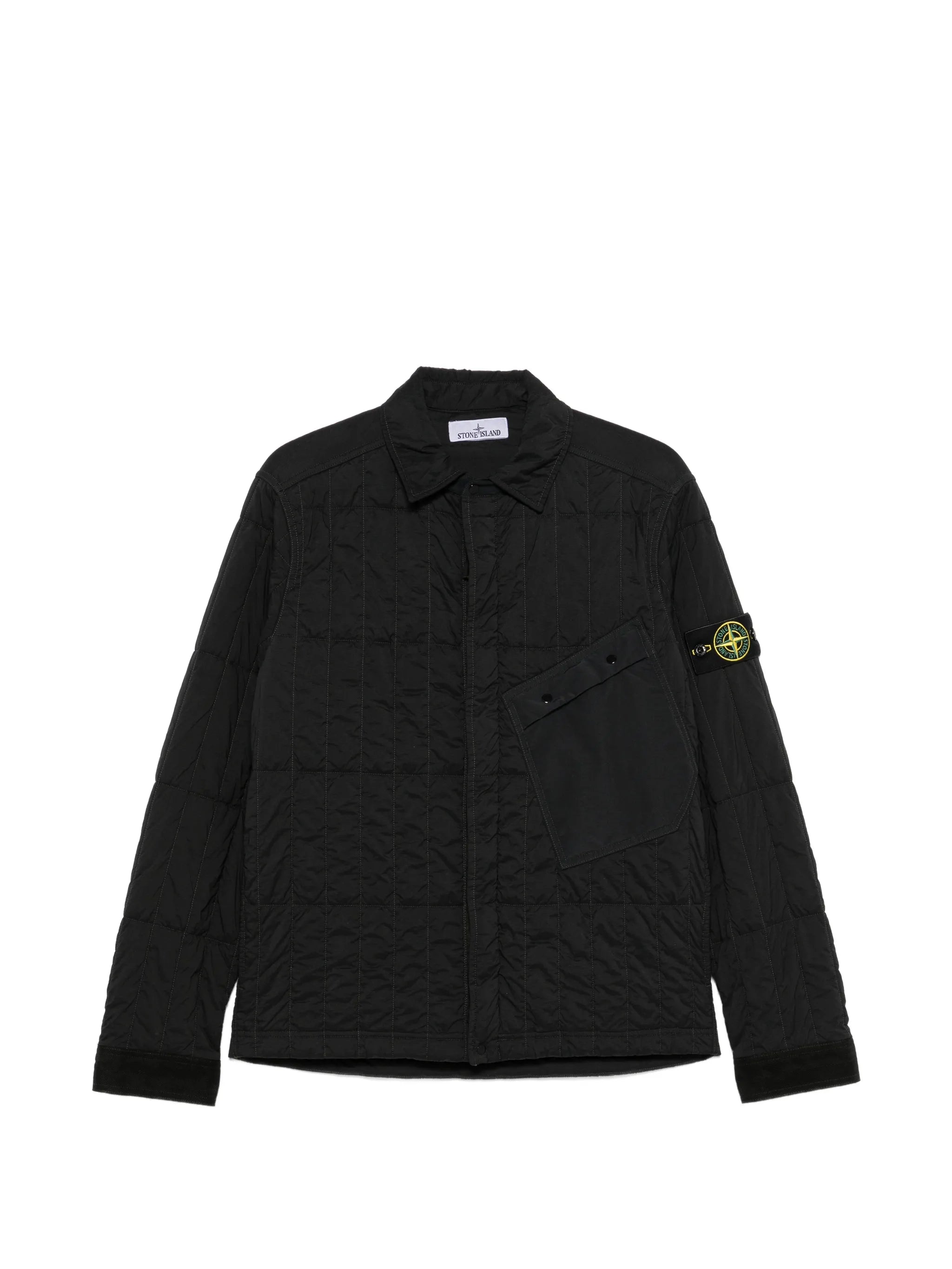 zip-fastening quilted overshirt