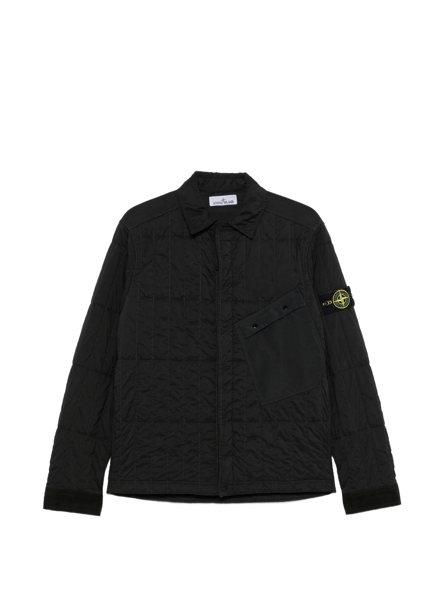 zip-fastening quilted overshirt
