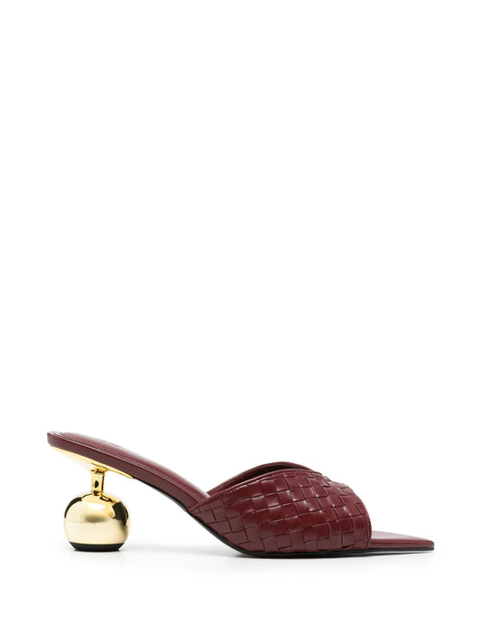 Ellie woven sphere heel mules