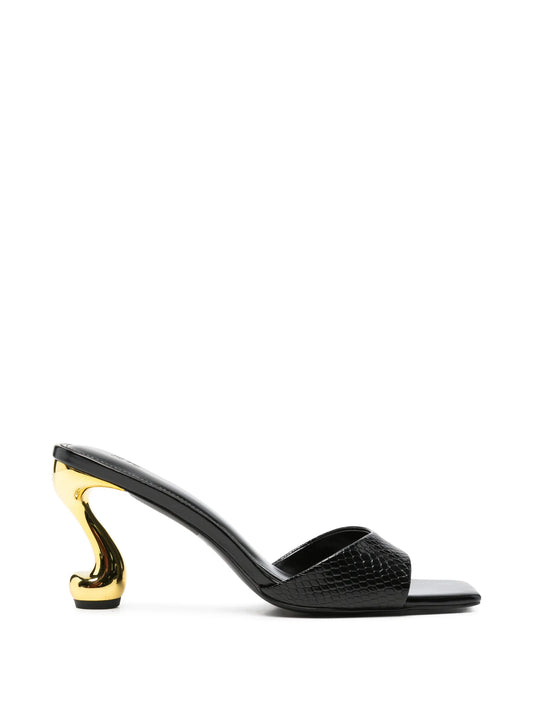 Hannah faux snakeskin heel mules