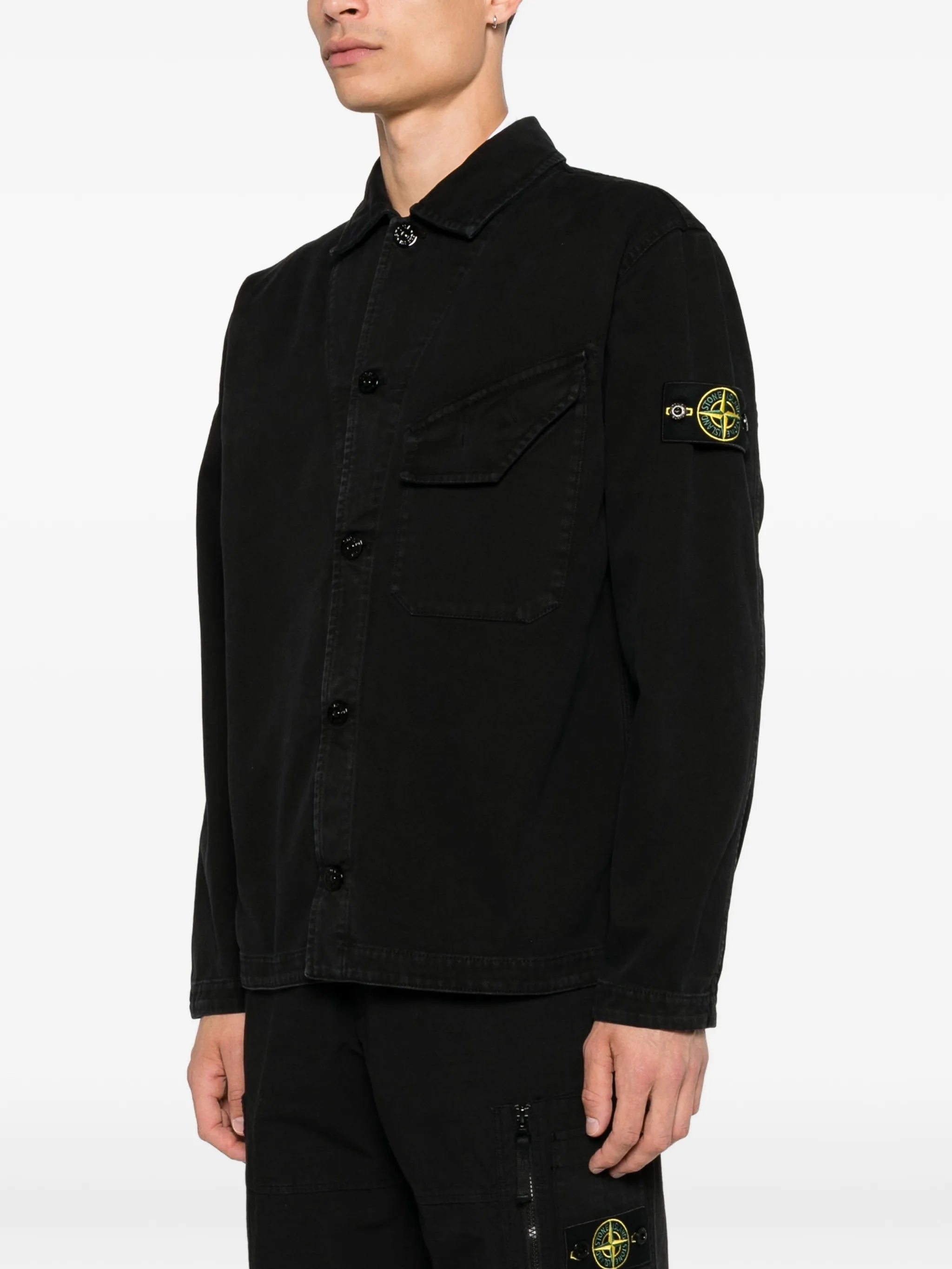 logo-patch chest-pocket shirt jacket