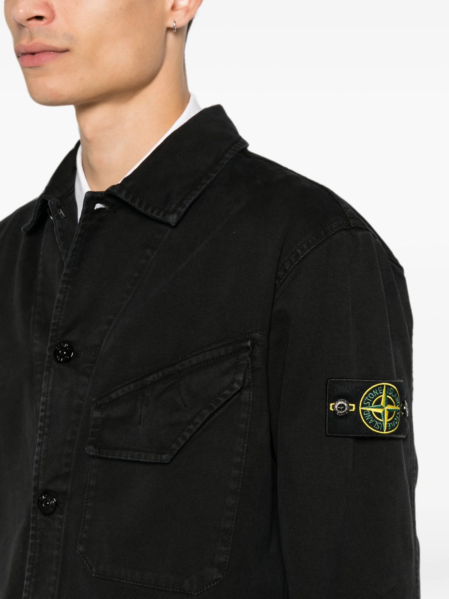 logo-patch chest-pocket shirt jacket