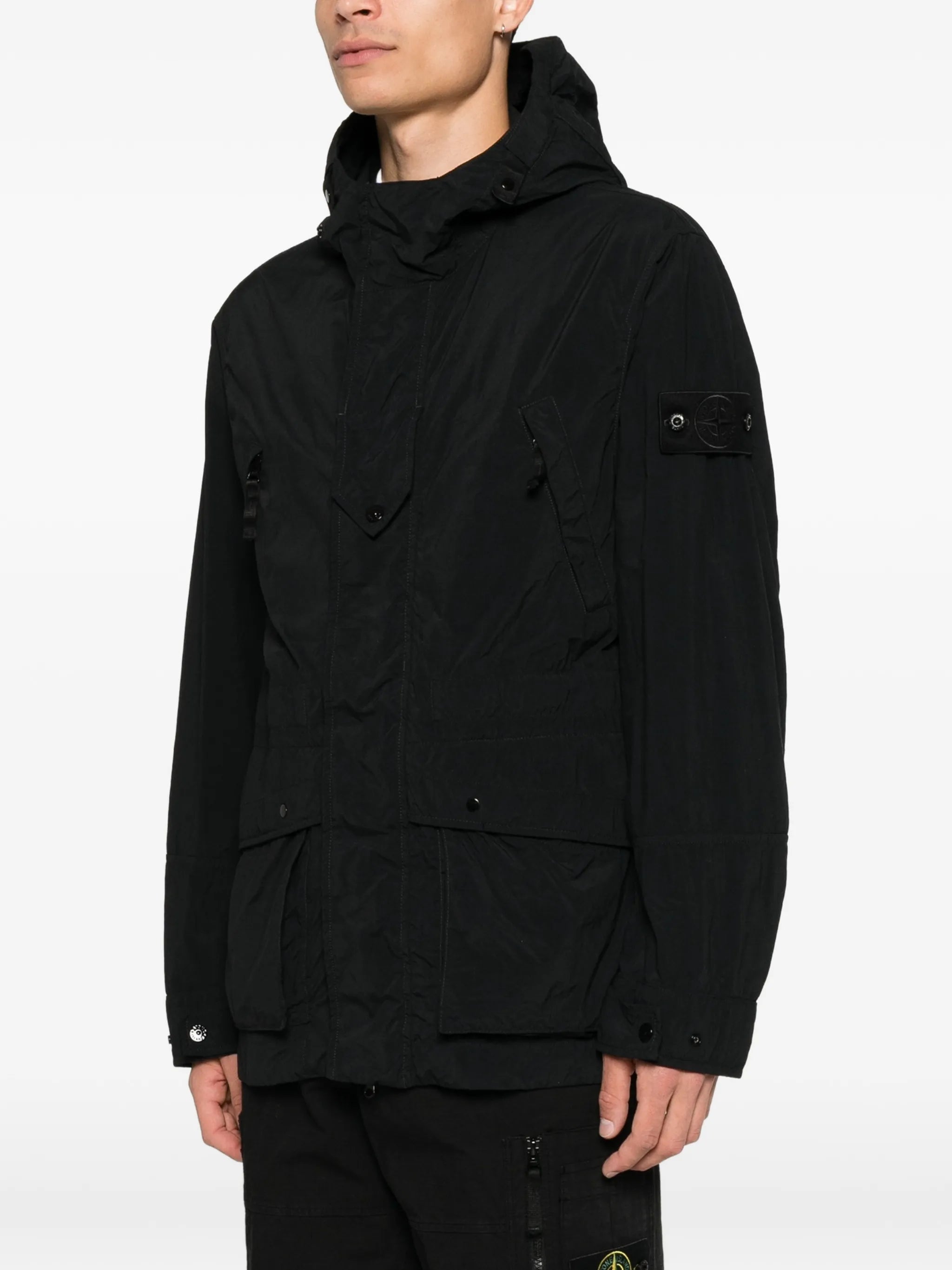 hooded logo-patch parka