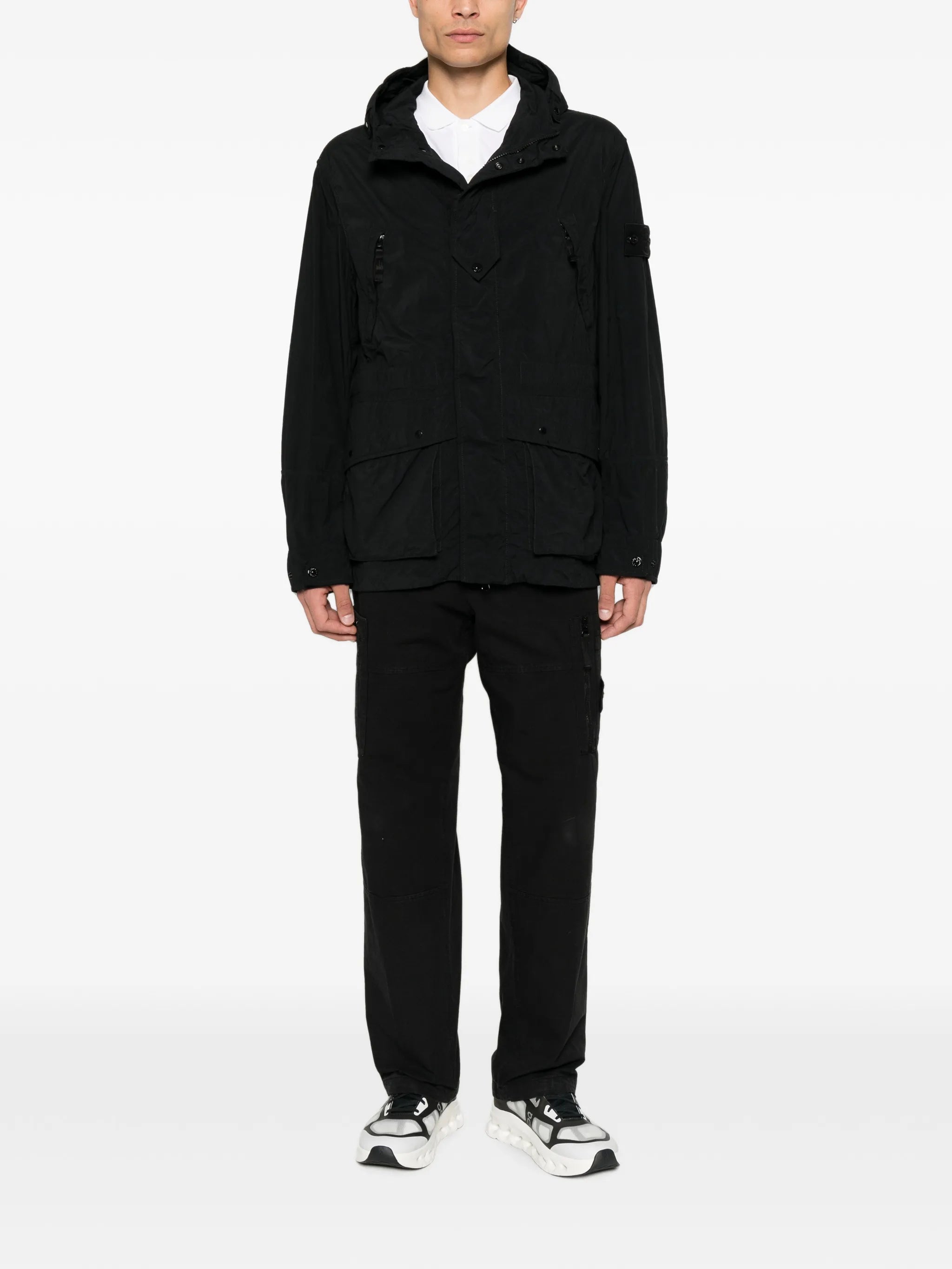 hooded logo-patch parka