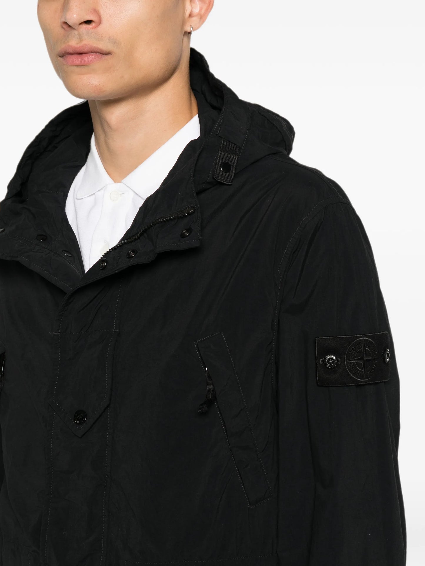 hooded logo-patch parka