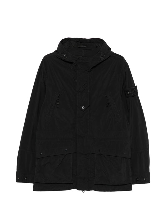 hooded logo-patch parka