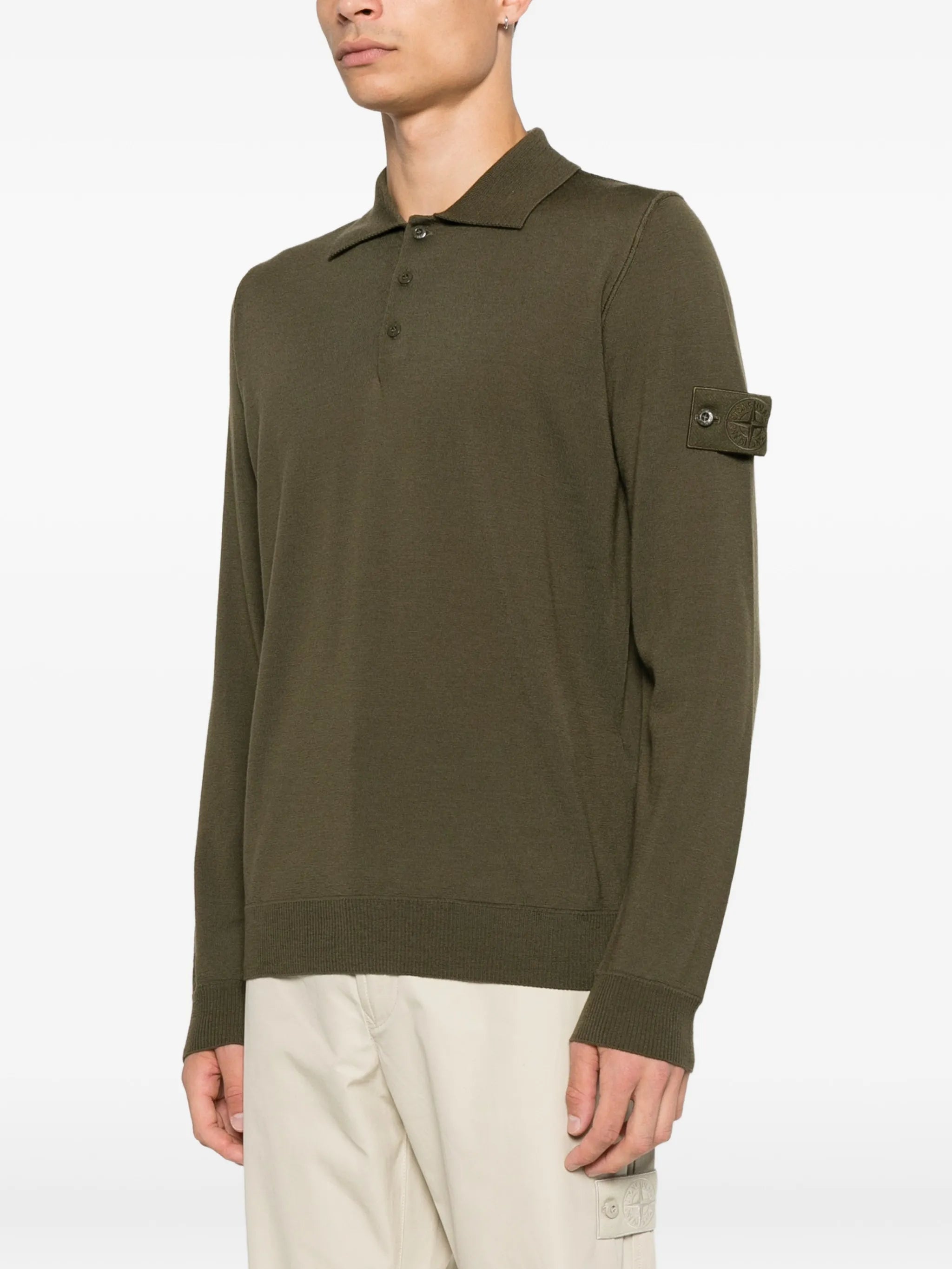 logo-patch long-sleeve polo shirt