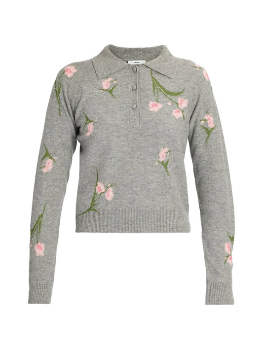 floral-motif knit sweater